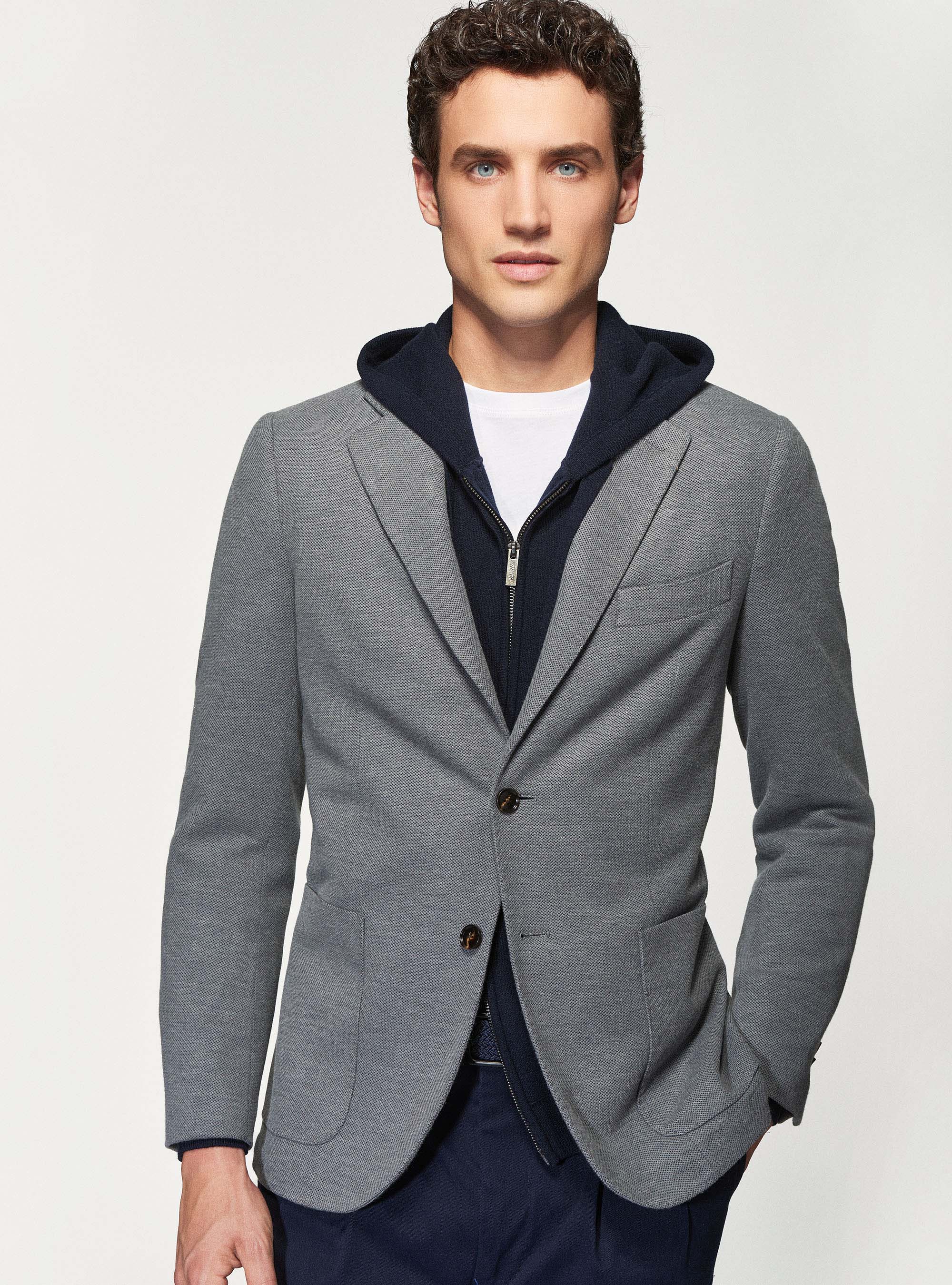 Giacca micro strutturata sfoderata, GRIGIO CHIARO