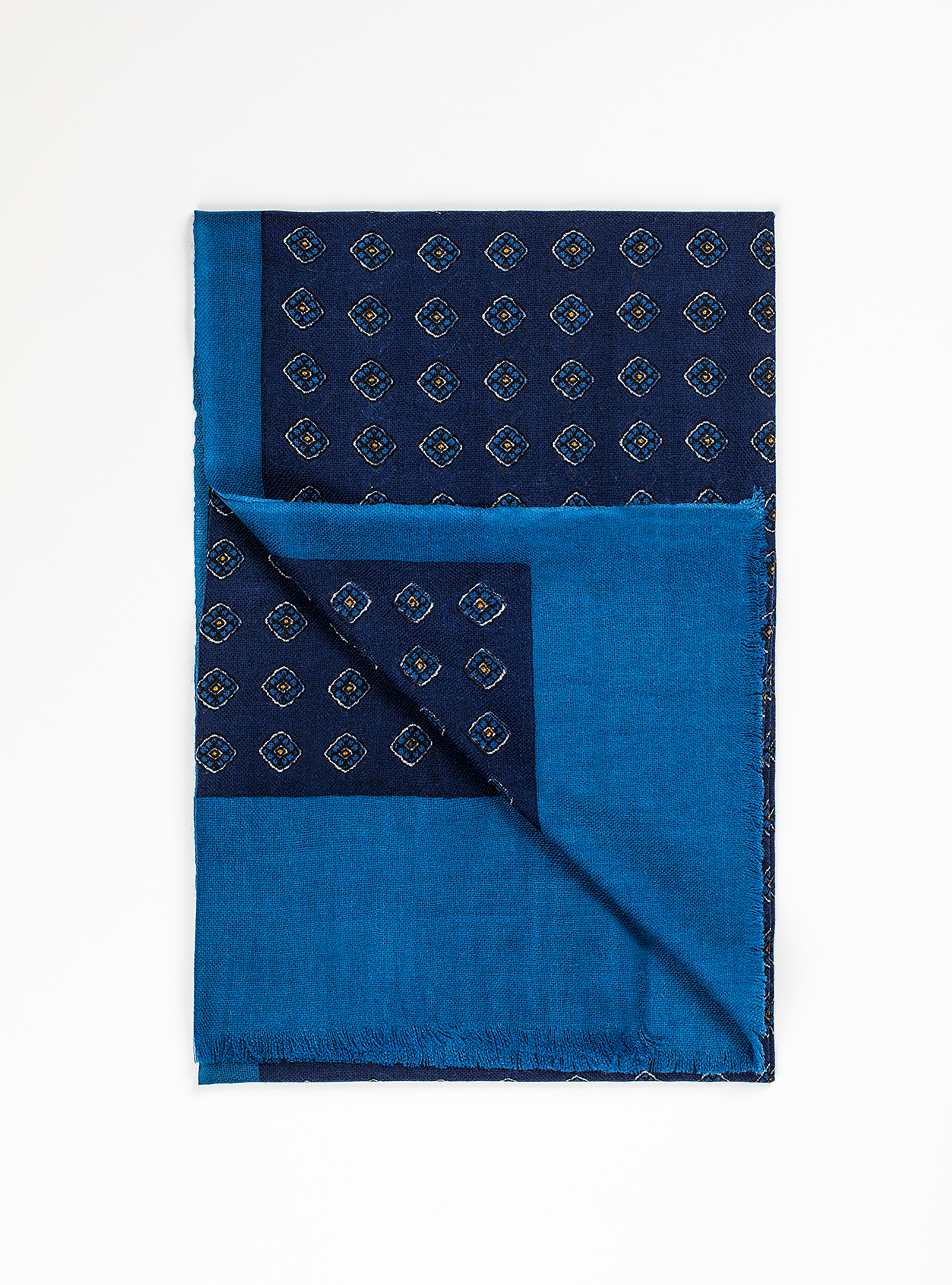Sciarpa stampata 100% lana, BLUE