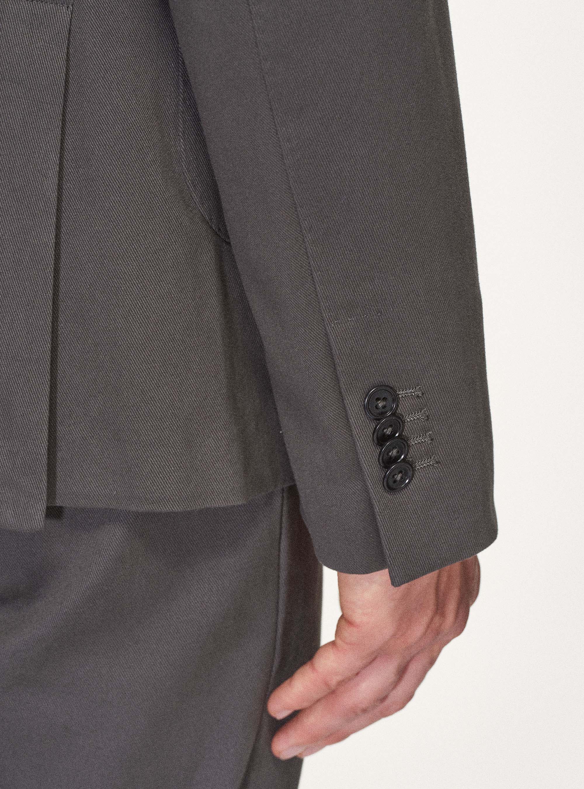 Giacca monopetto in cotone smerigliato, ASFALTO