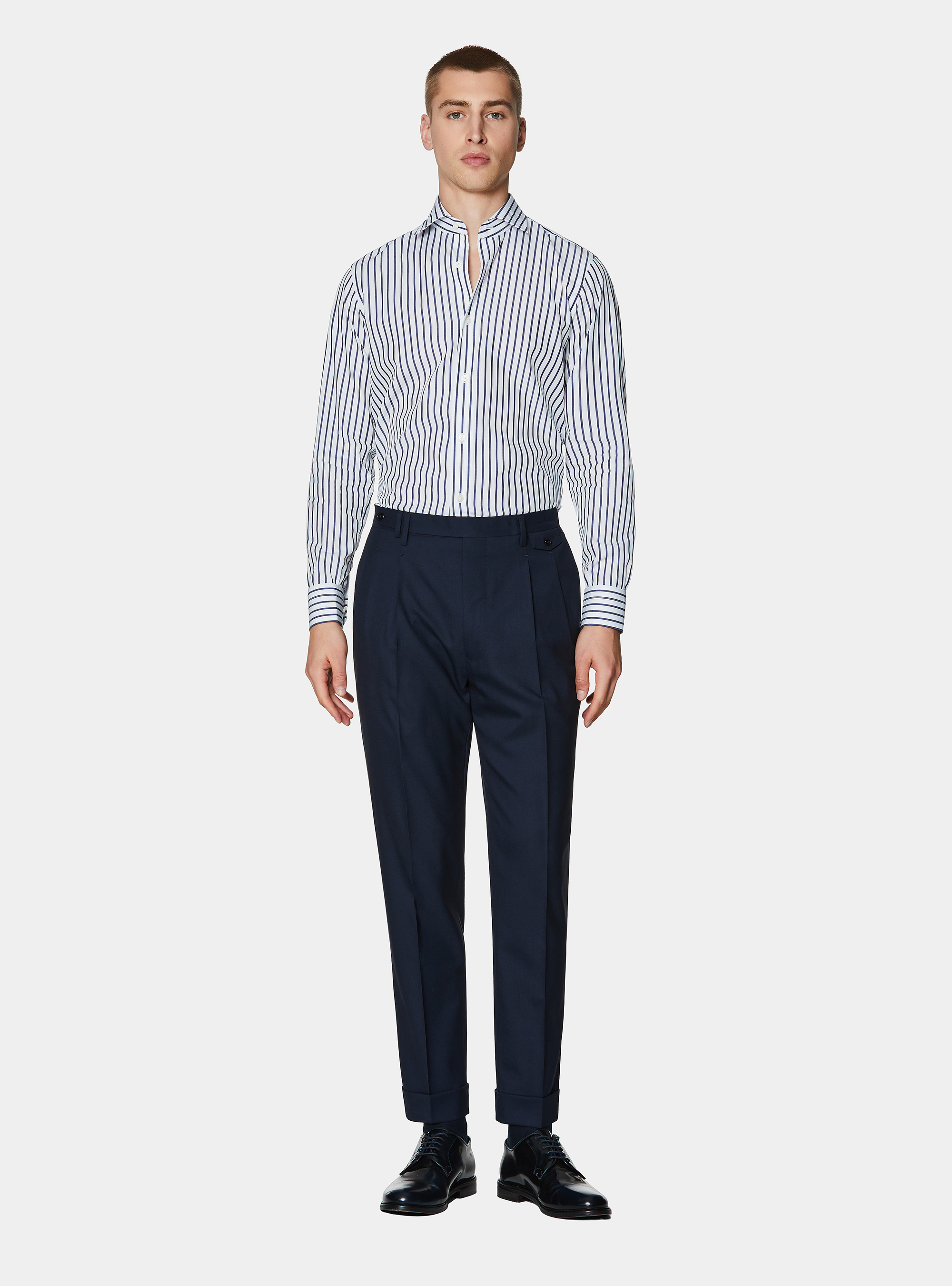 Vitale Barberis Canonico pure wool double pleat trousers, MULTICOLOR