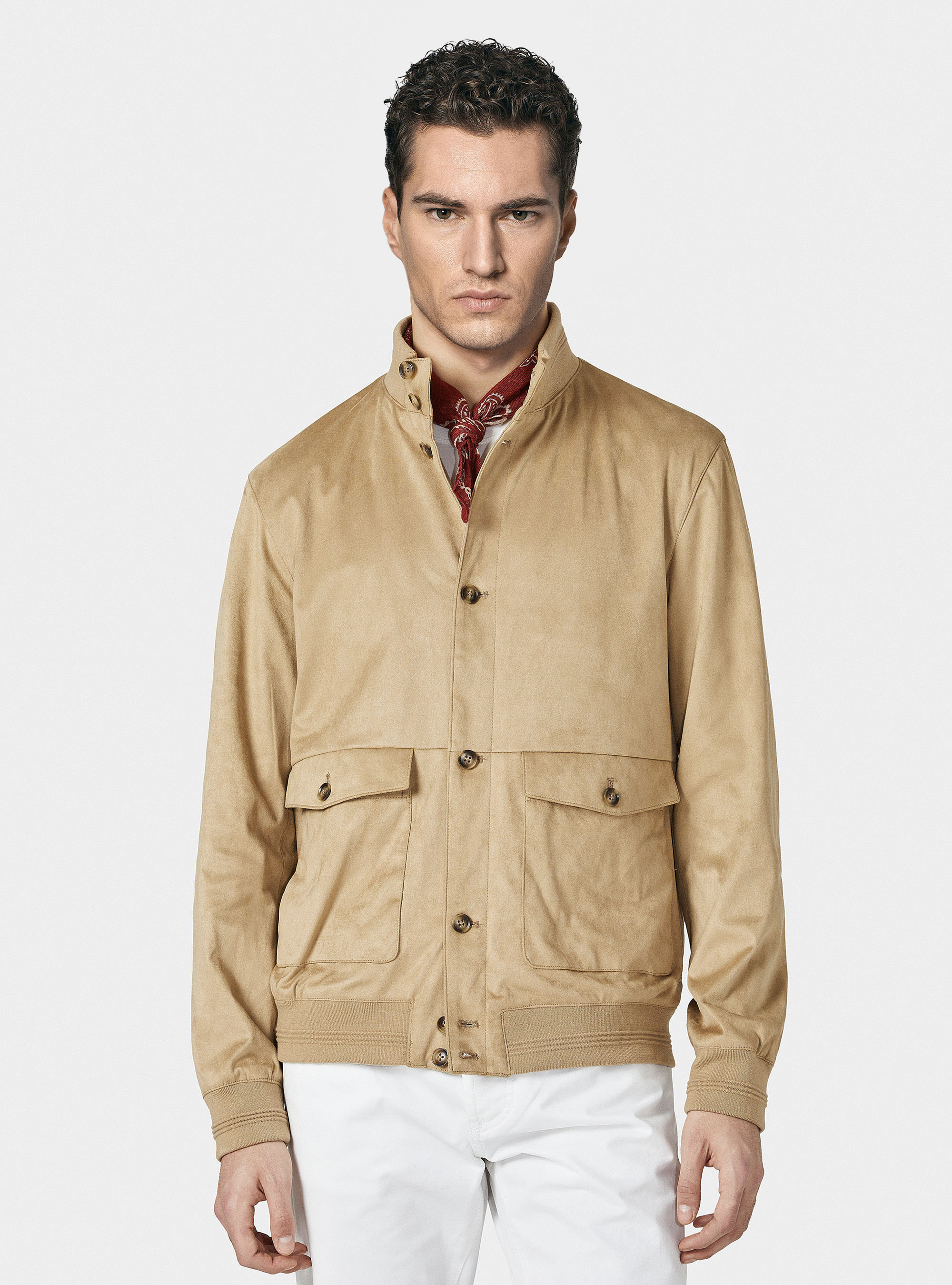 Gutteridge - Bomber effetto scamosciato, Unisex, Sabbia, Taglia: 46