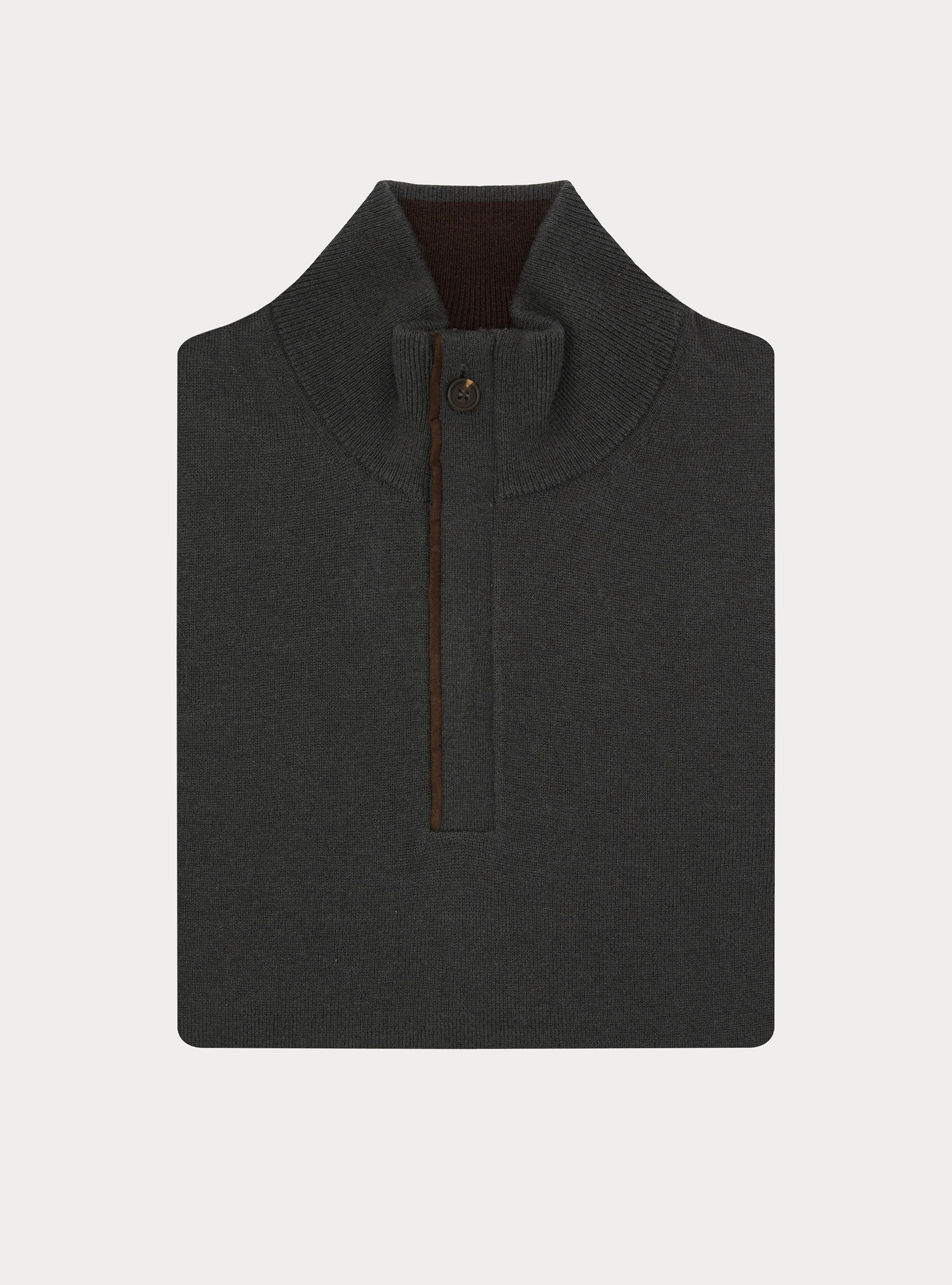 Pull demi-zip en m&eacute;lange de laine avec coudi&egrave;res, MILITARE 0609C