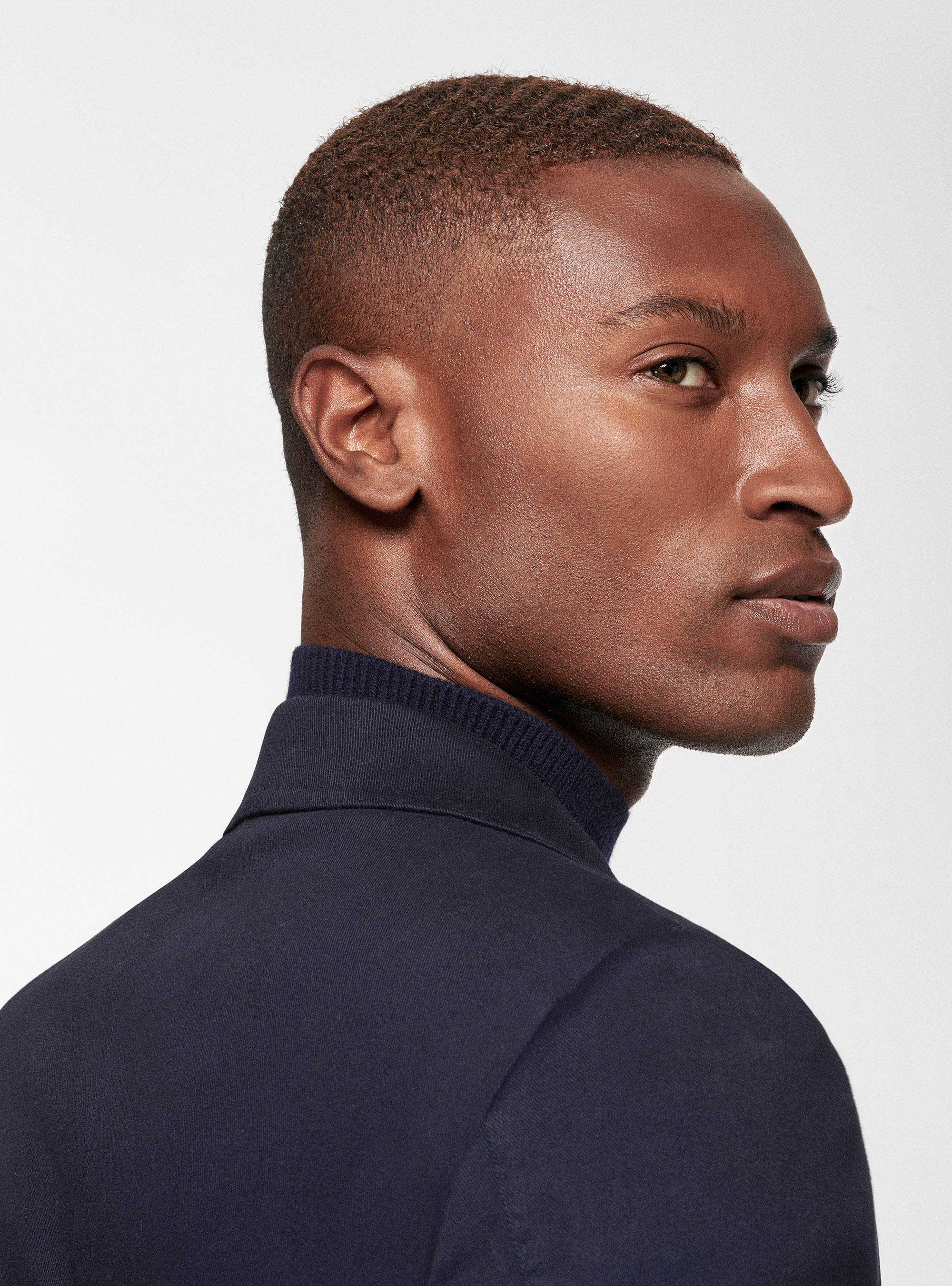 Giacca doppiopetto in cotone smerigliato, BLU NAVY