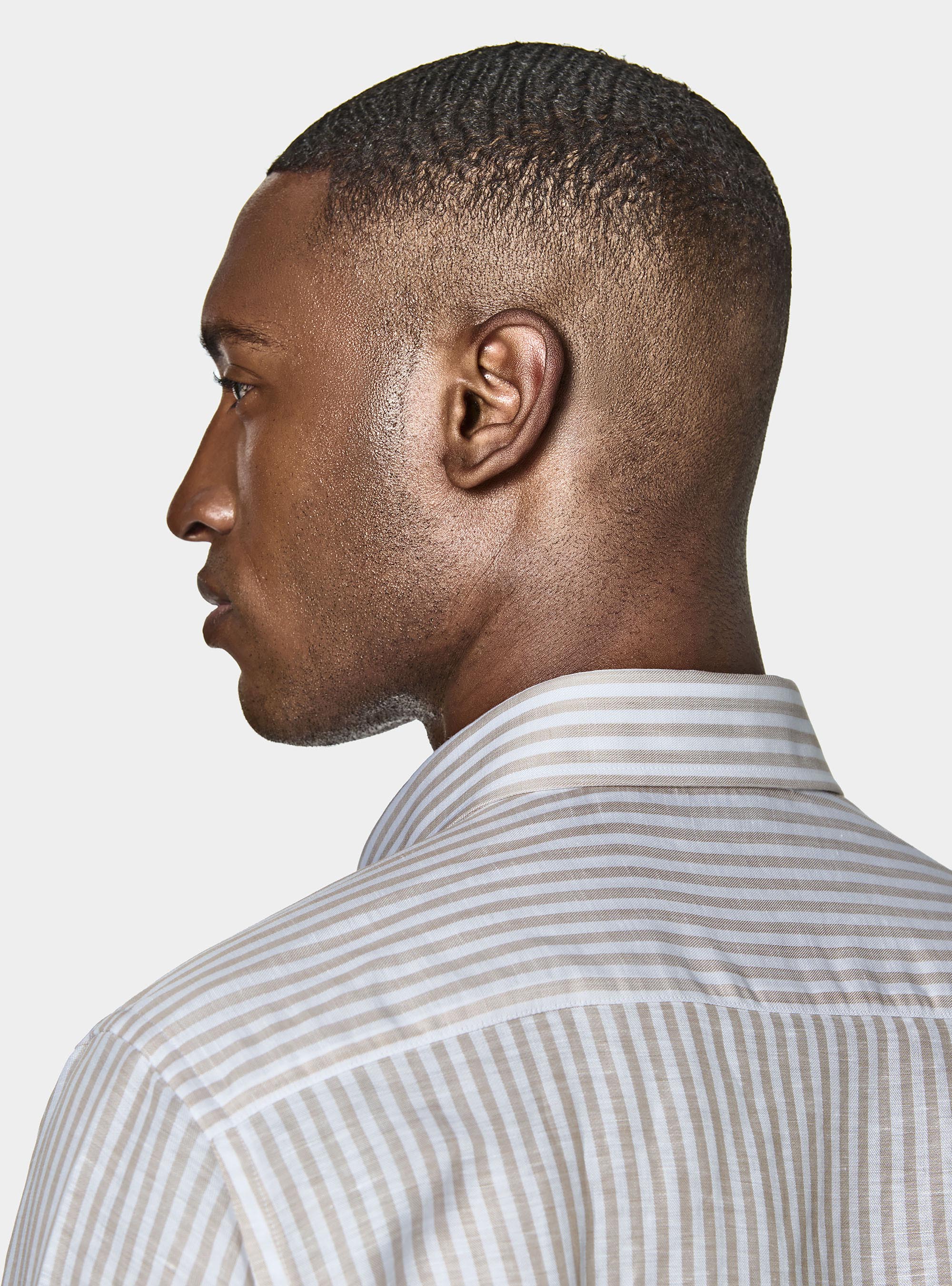 Linen blend striped shirt, SAND