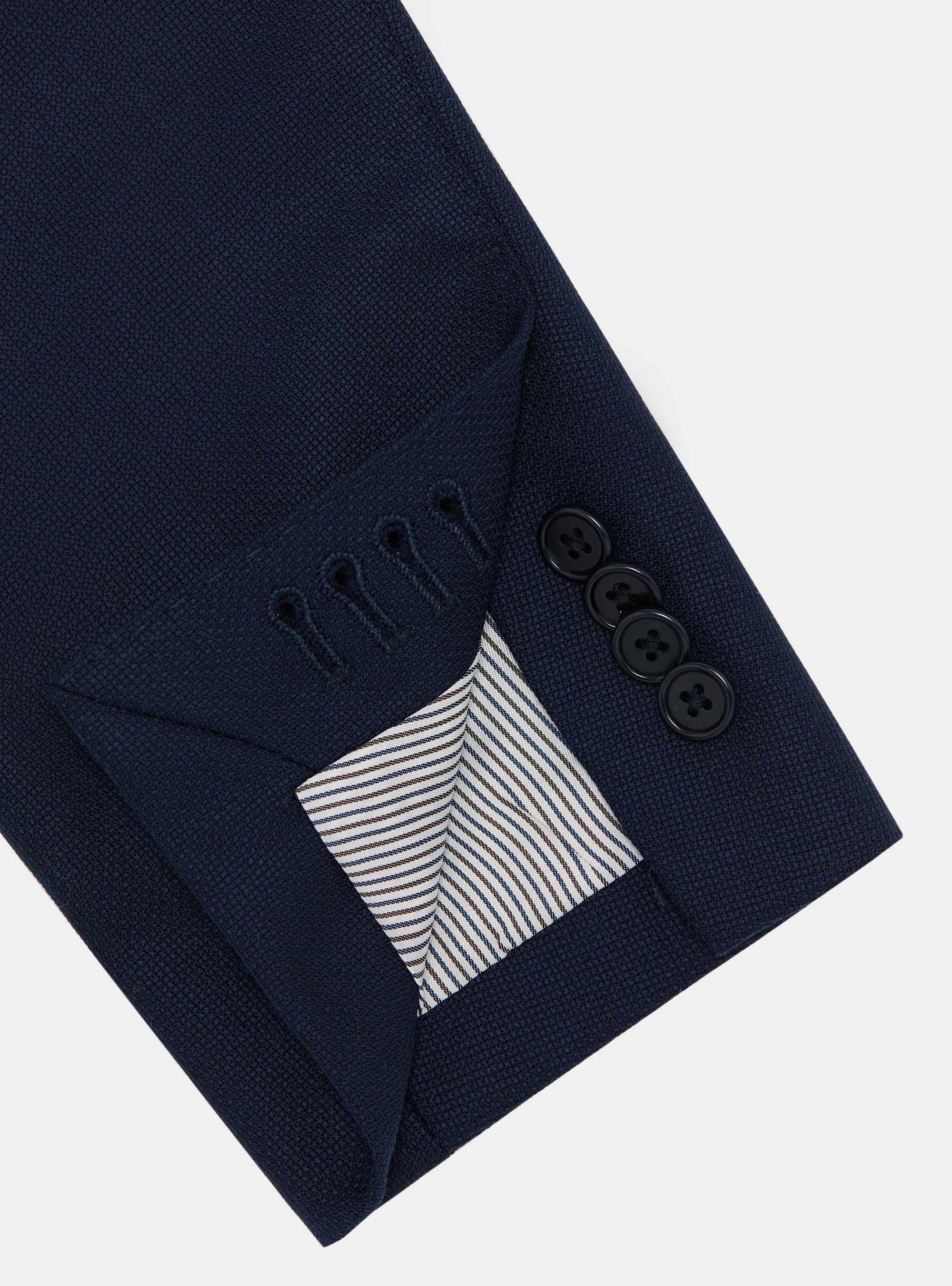 Giacca hopsack in lana Vitale Barberis Canonico, BLU NAVY