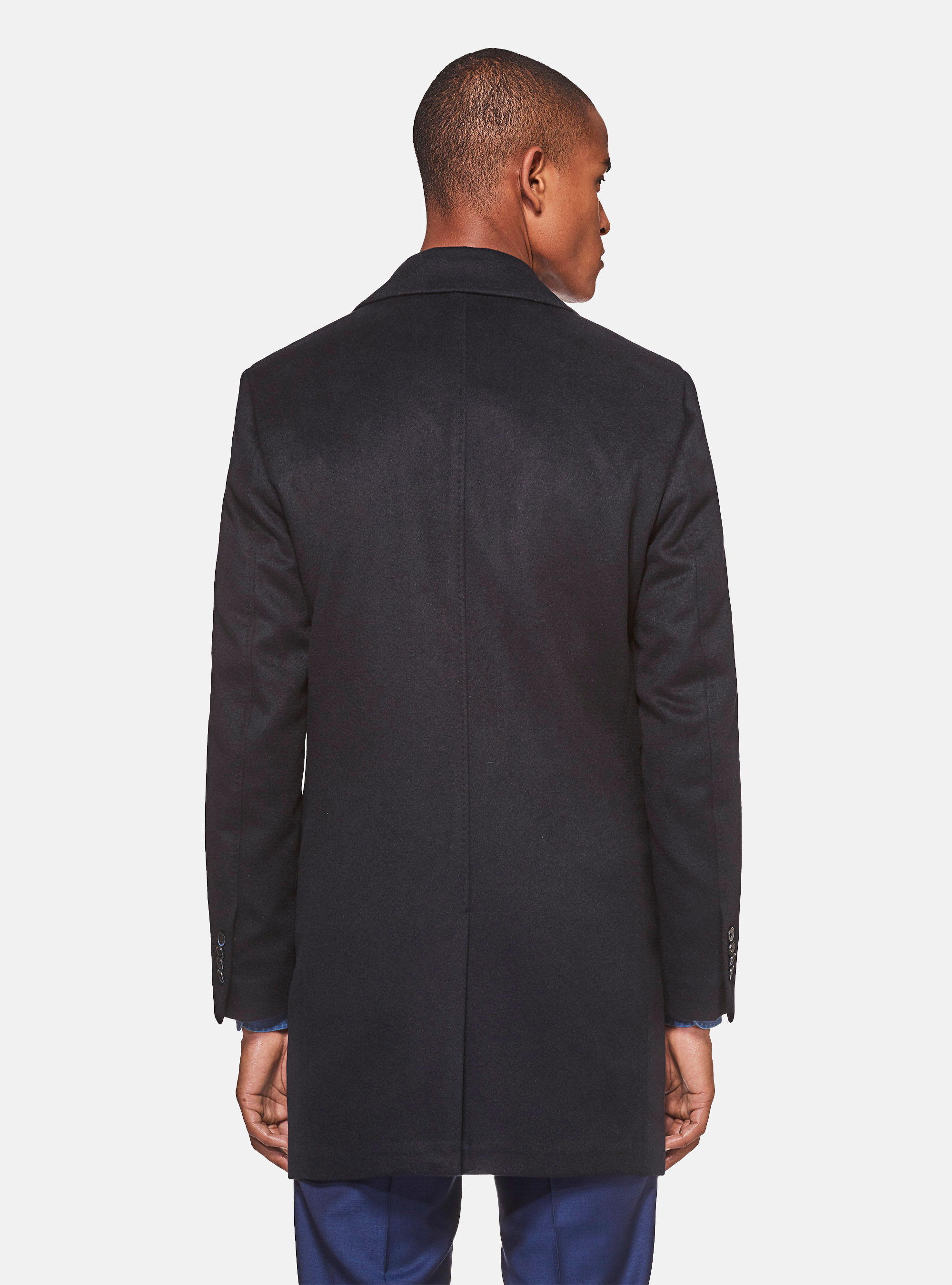 100% cashmere coat, NAVY BLUE