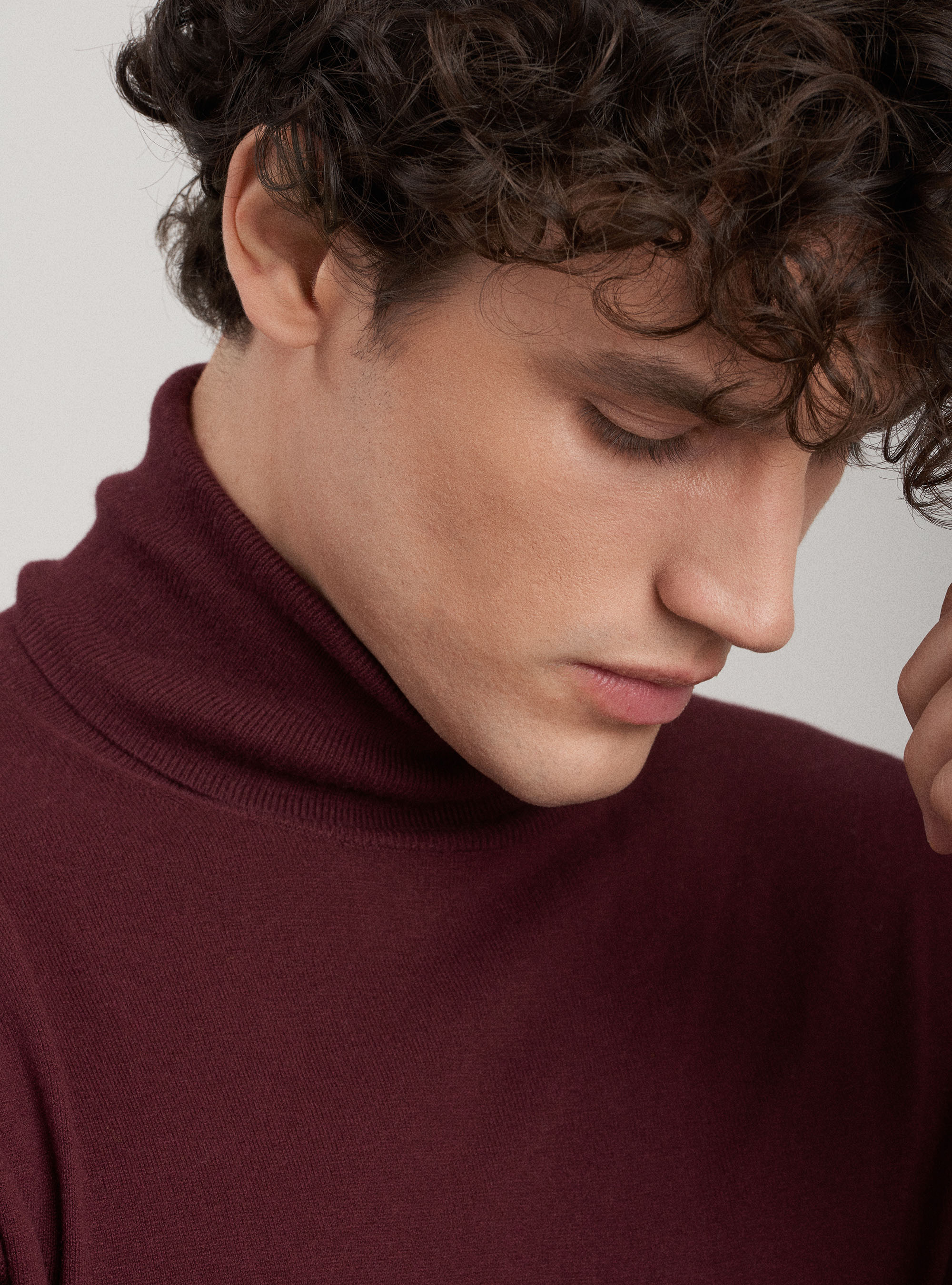 Maglia dolcevita in cotone seta e cashmere, BORDEAUX