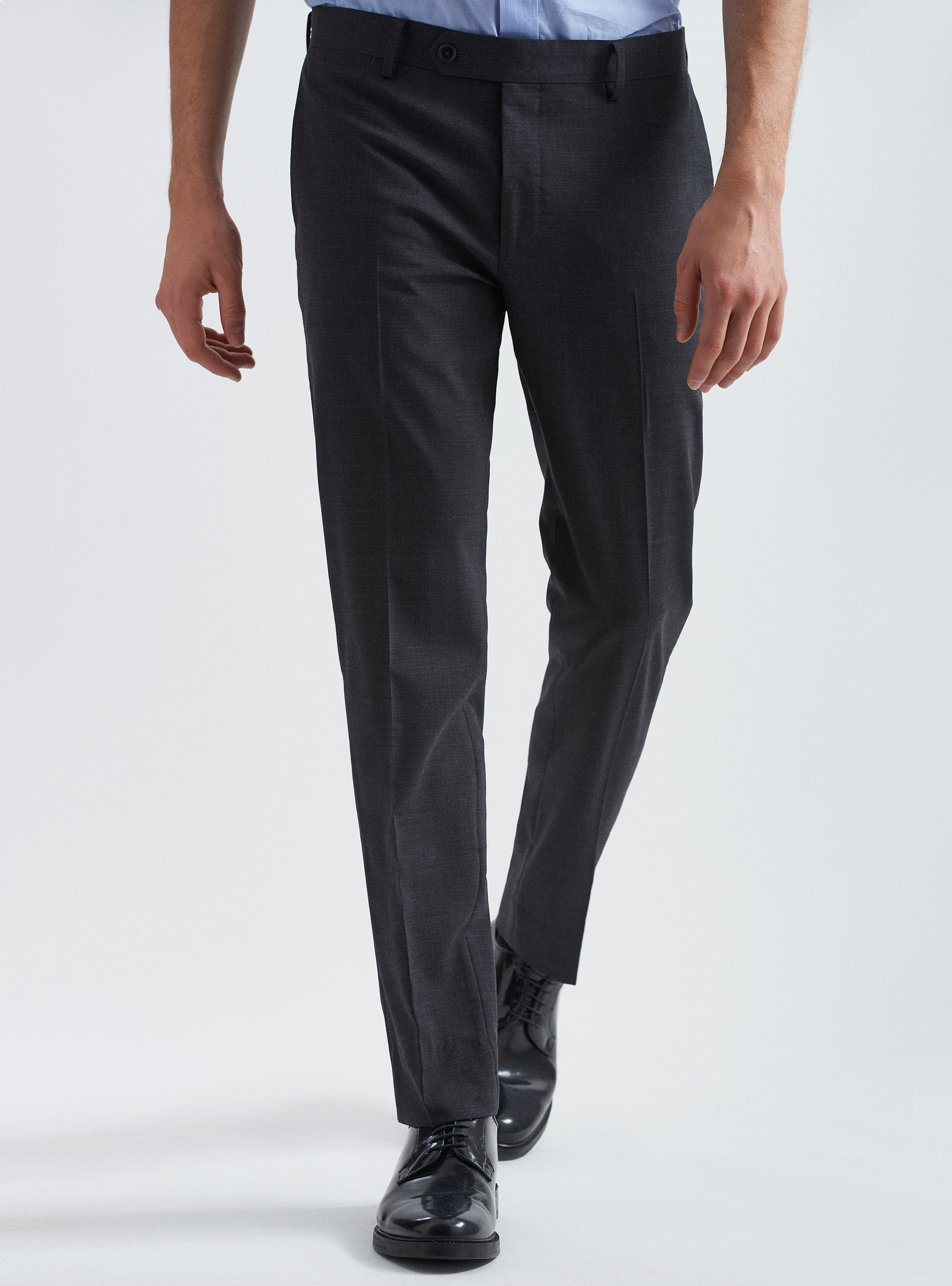 Pantaloni per abito in fresco lana, ASFALTO 0112C