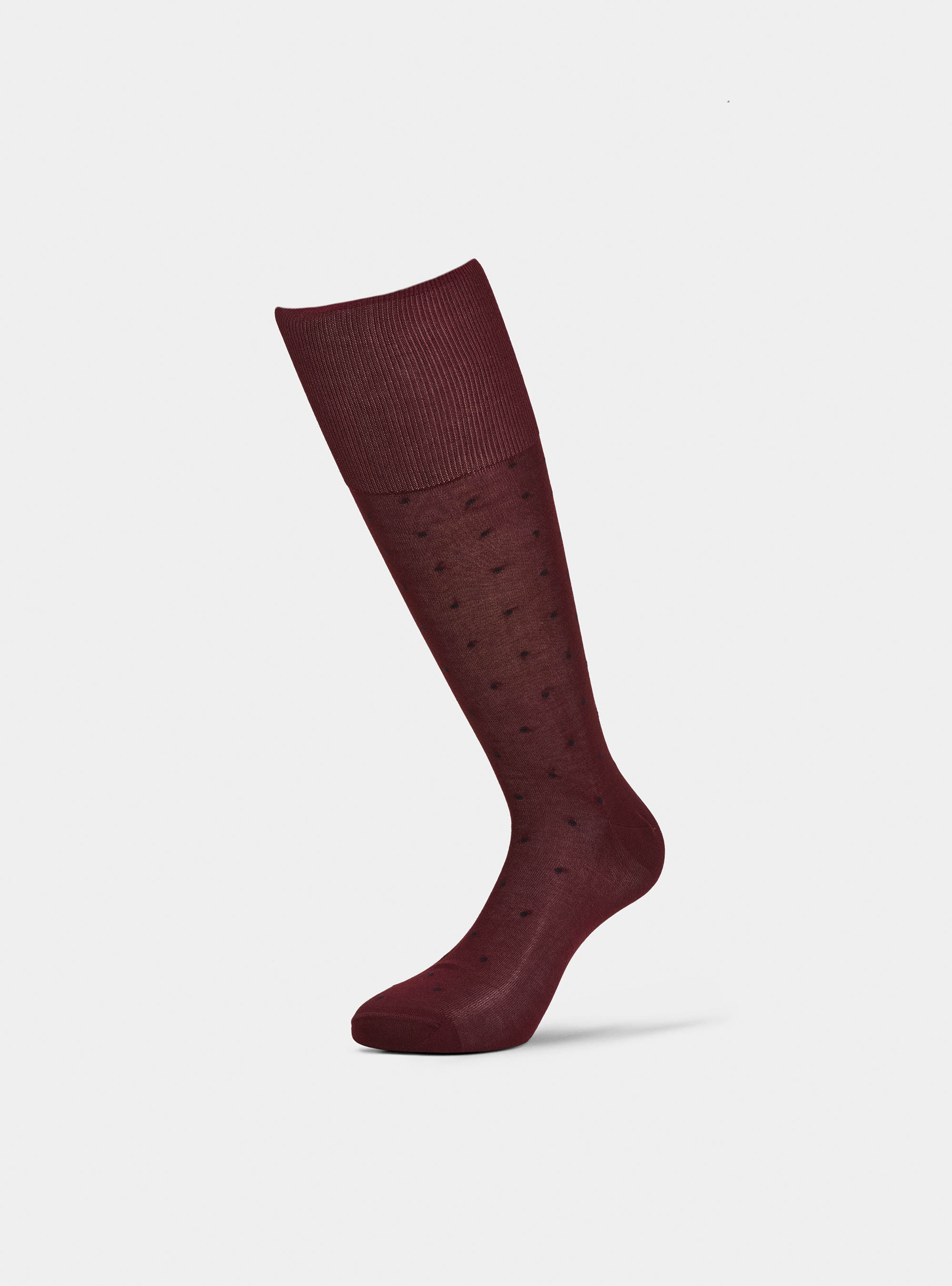 Calzino lungo a pois in filo di scozia, BORDEAUX