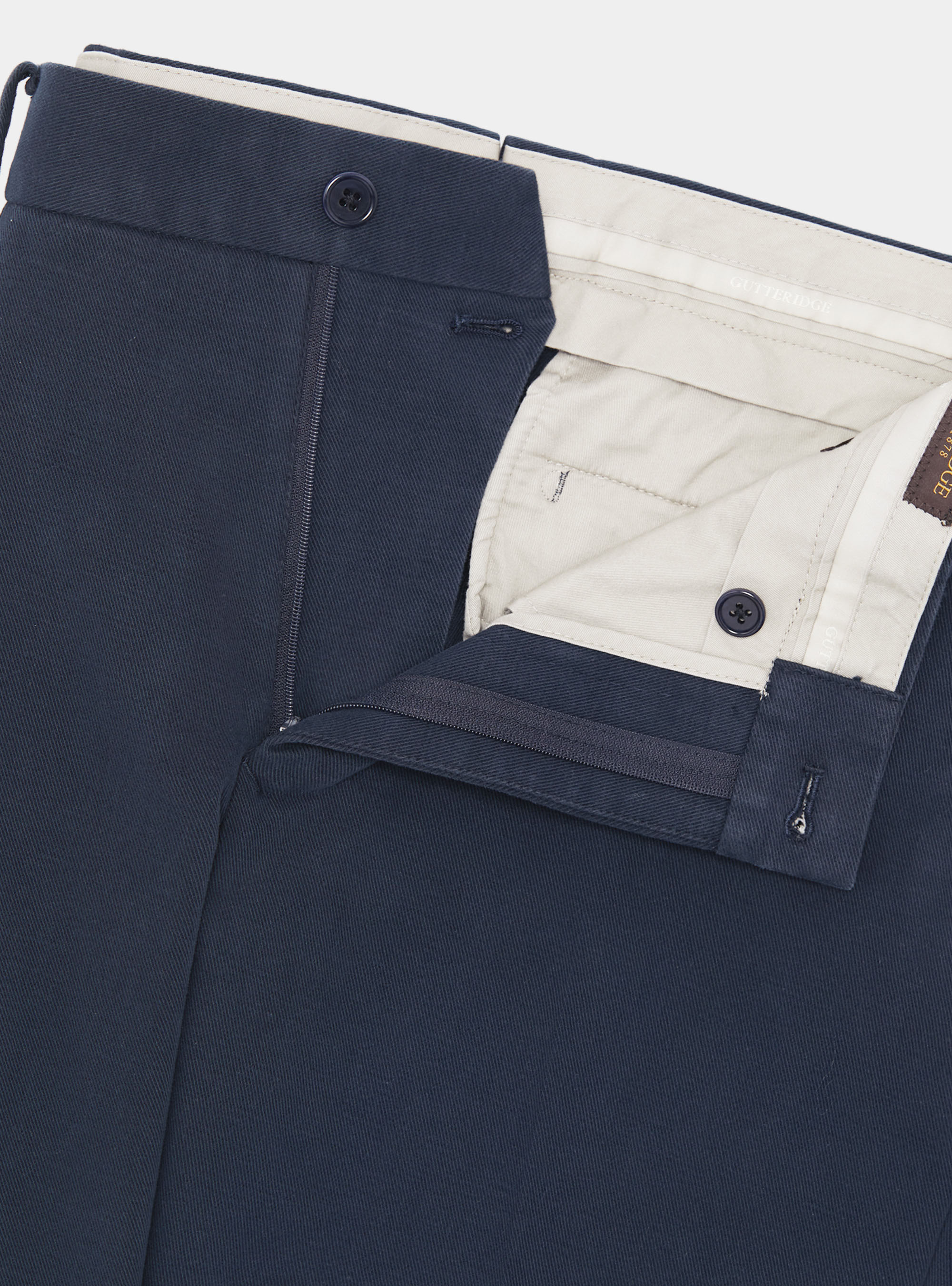 Cotton and cashmere twill trousers, NAVY BLUE