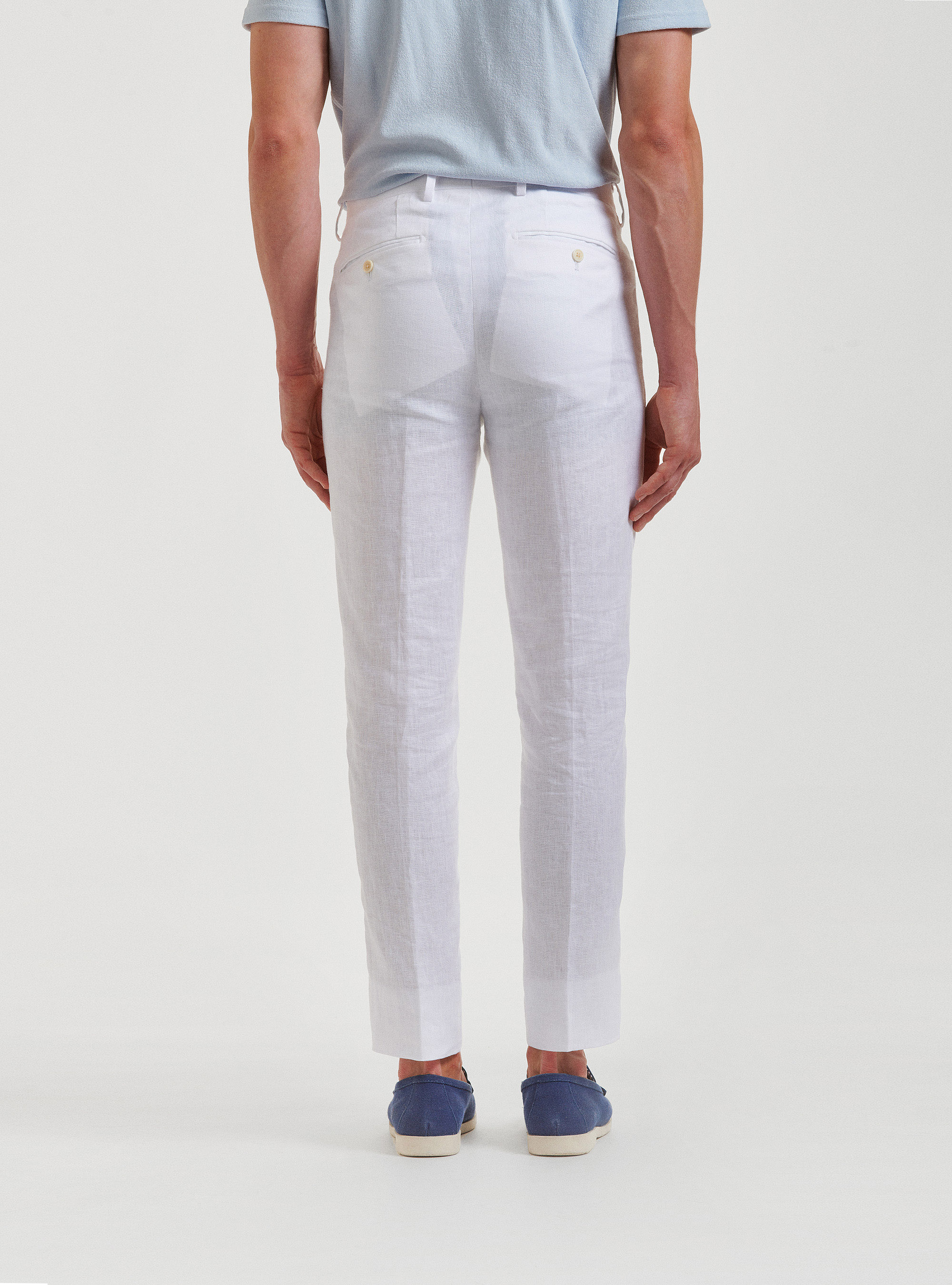 Pantaloni per abito in puro lino, BIANCO