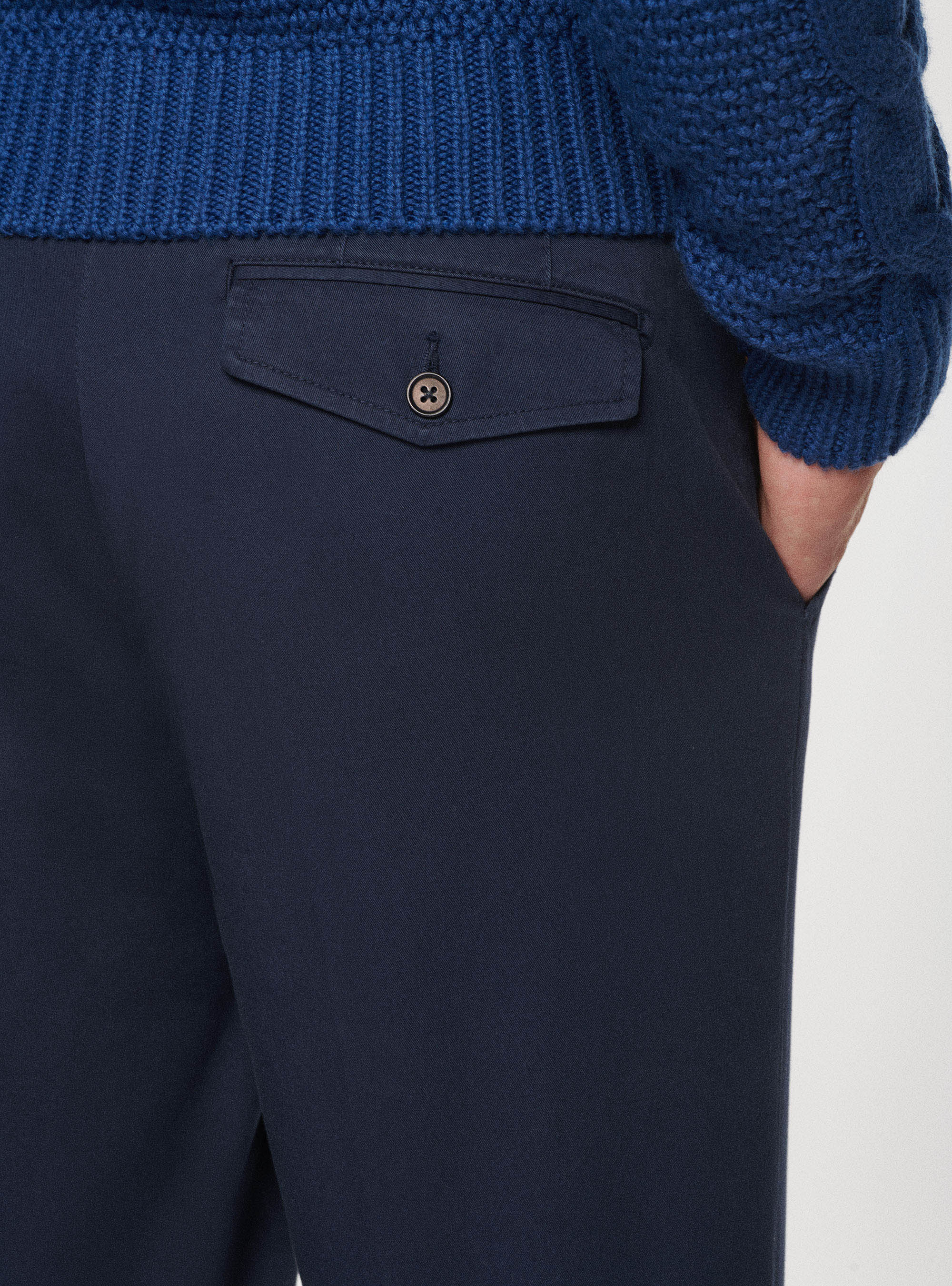 Pantaloni in twill stretch, BLU NAVY