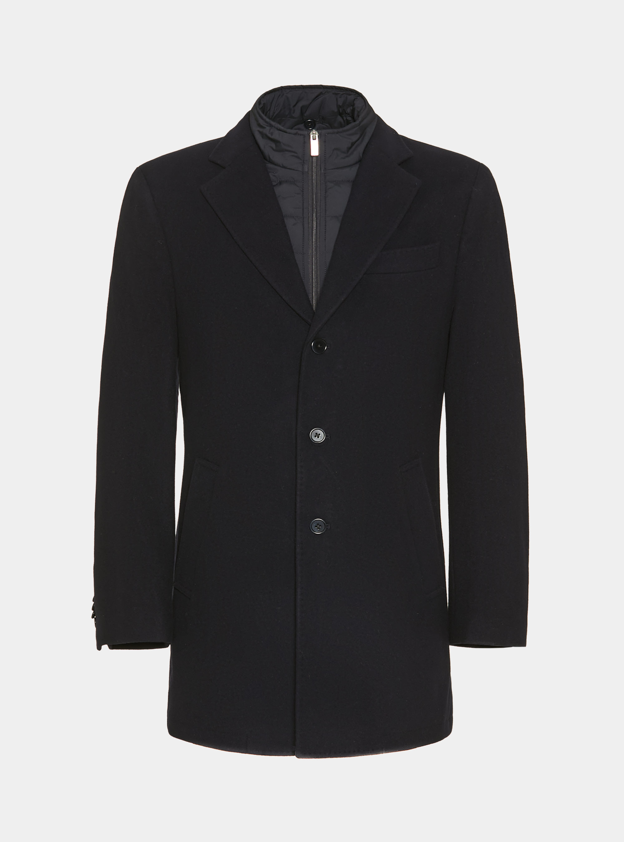 Manteau à bavette en laine mélangée, BLEU MARINE