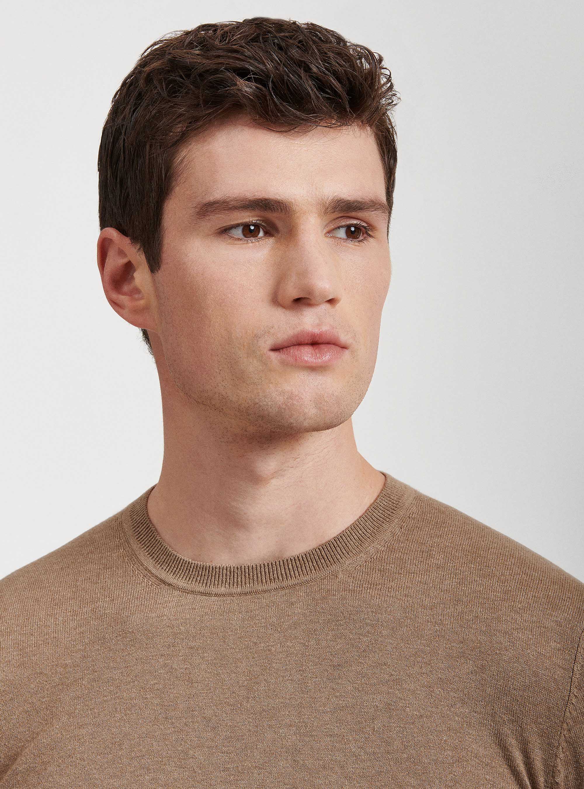 Jersey de cuello redondo de algod&oacute;n, seda y cachemira, BARRO