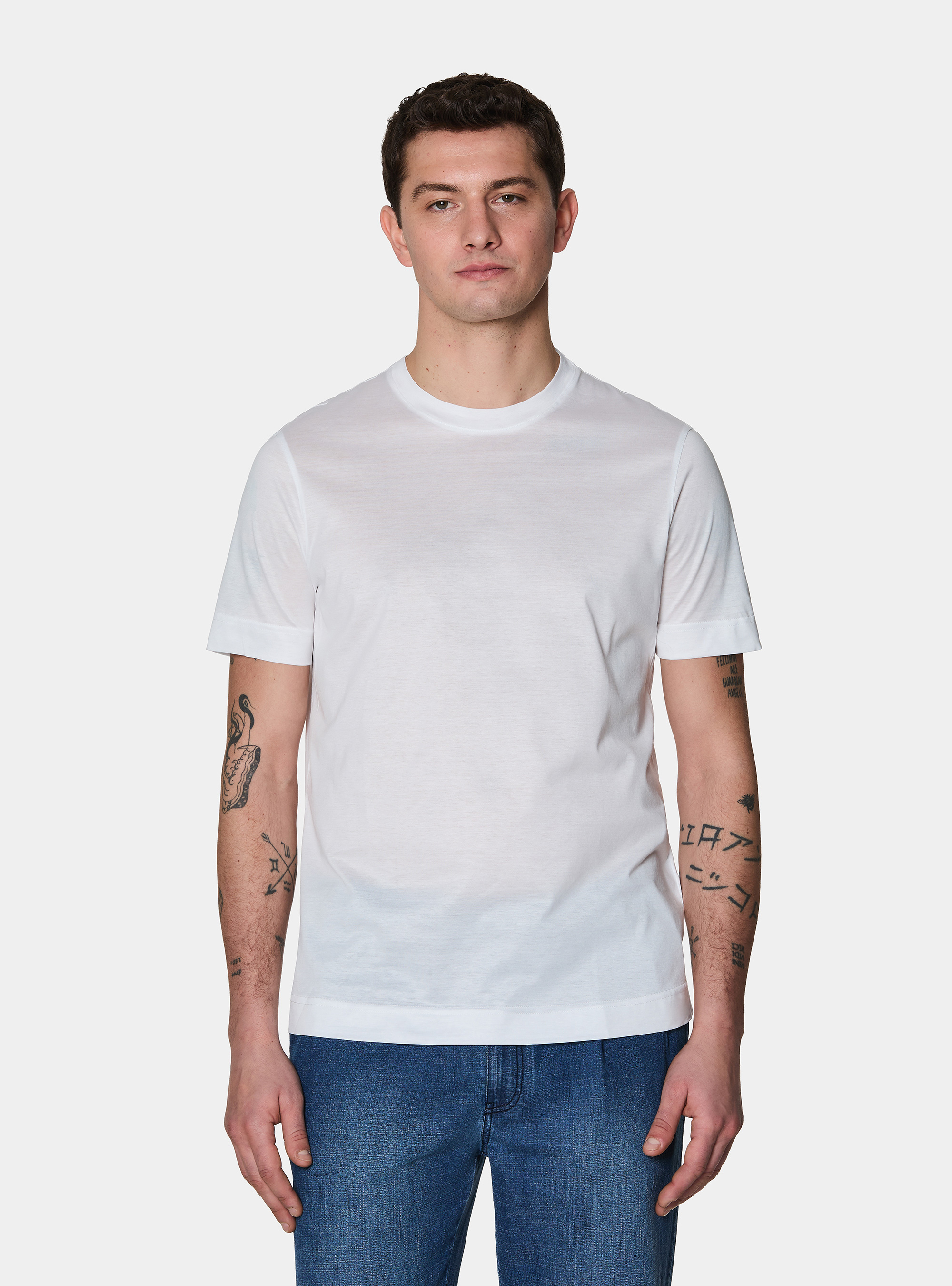 Short-sleeved T-shirt in lisle yarn, WHITE