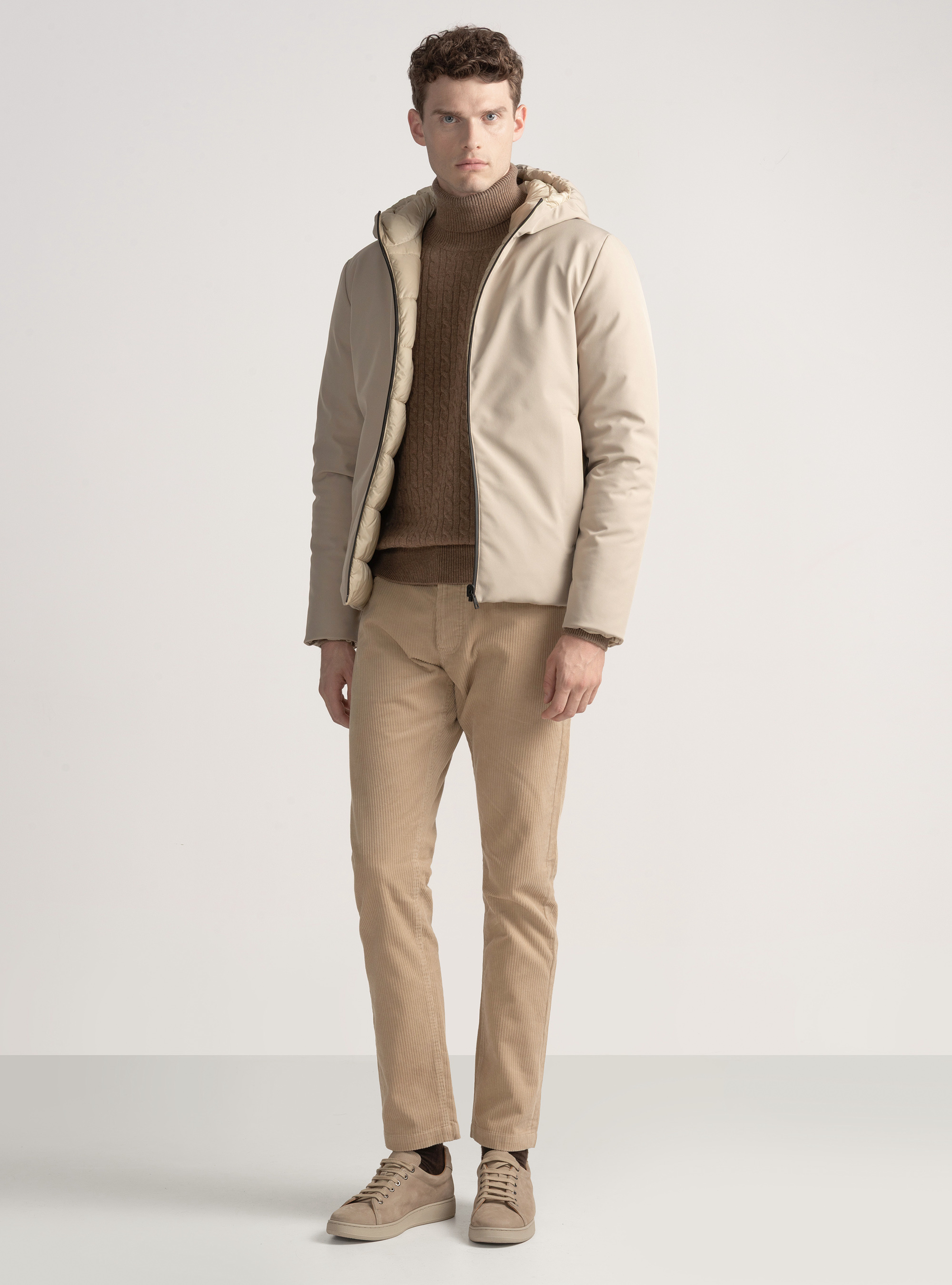 Giubbotto tecnico reversibile con cappuccio, SABBIA