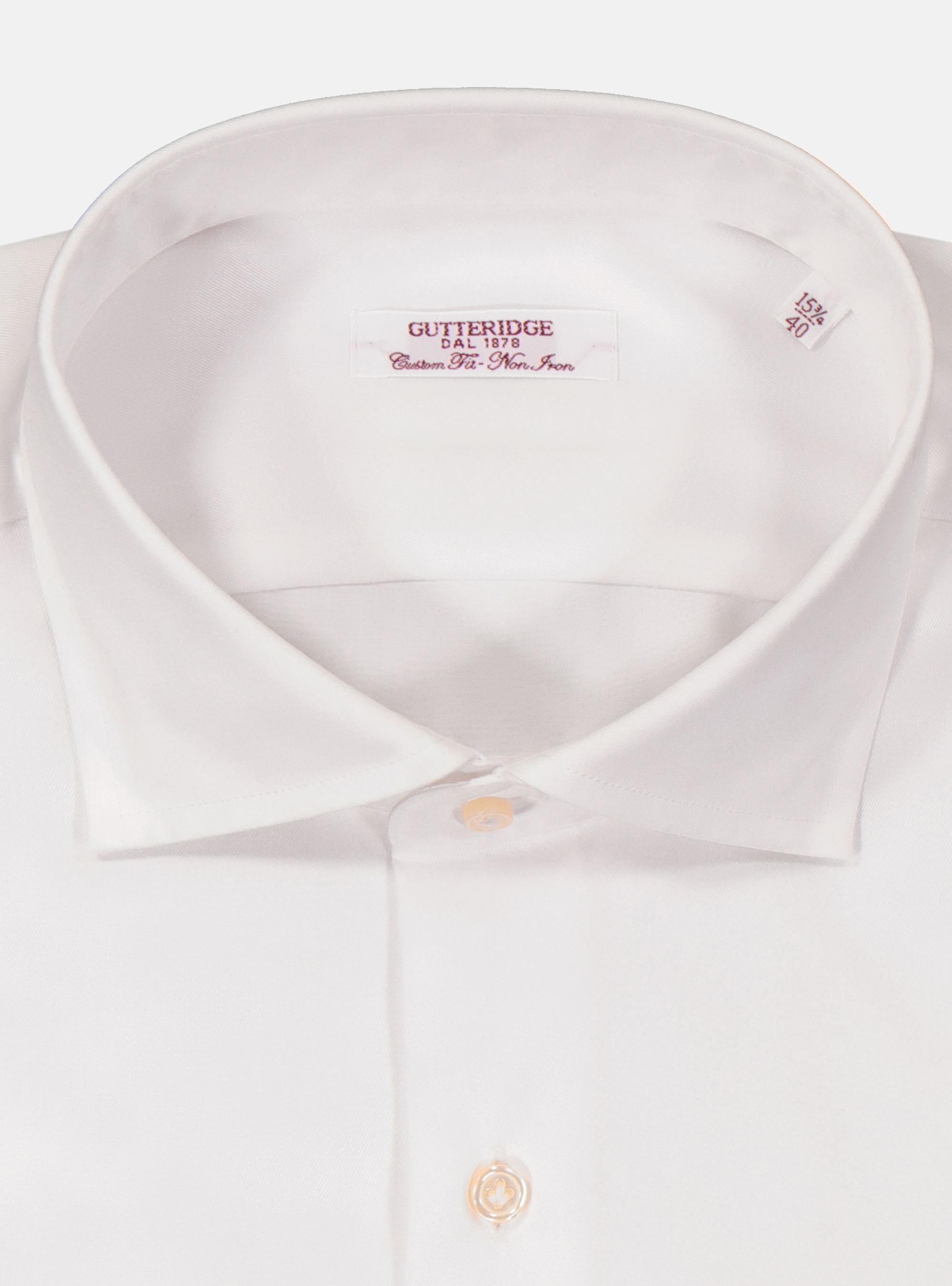 Camicia comfort fit classica in twill no iron, BIANCO