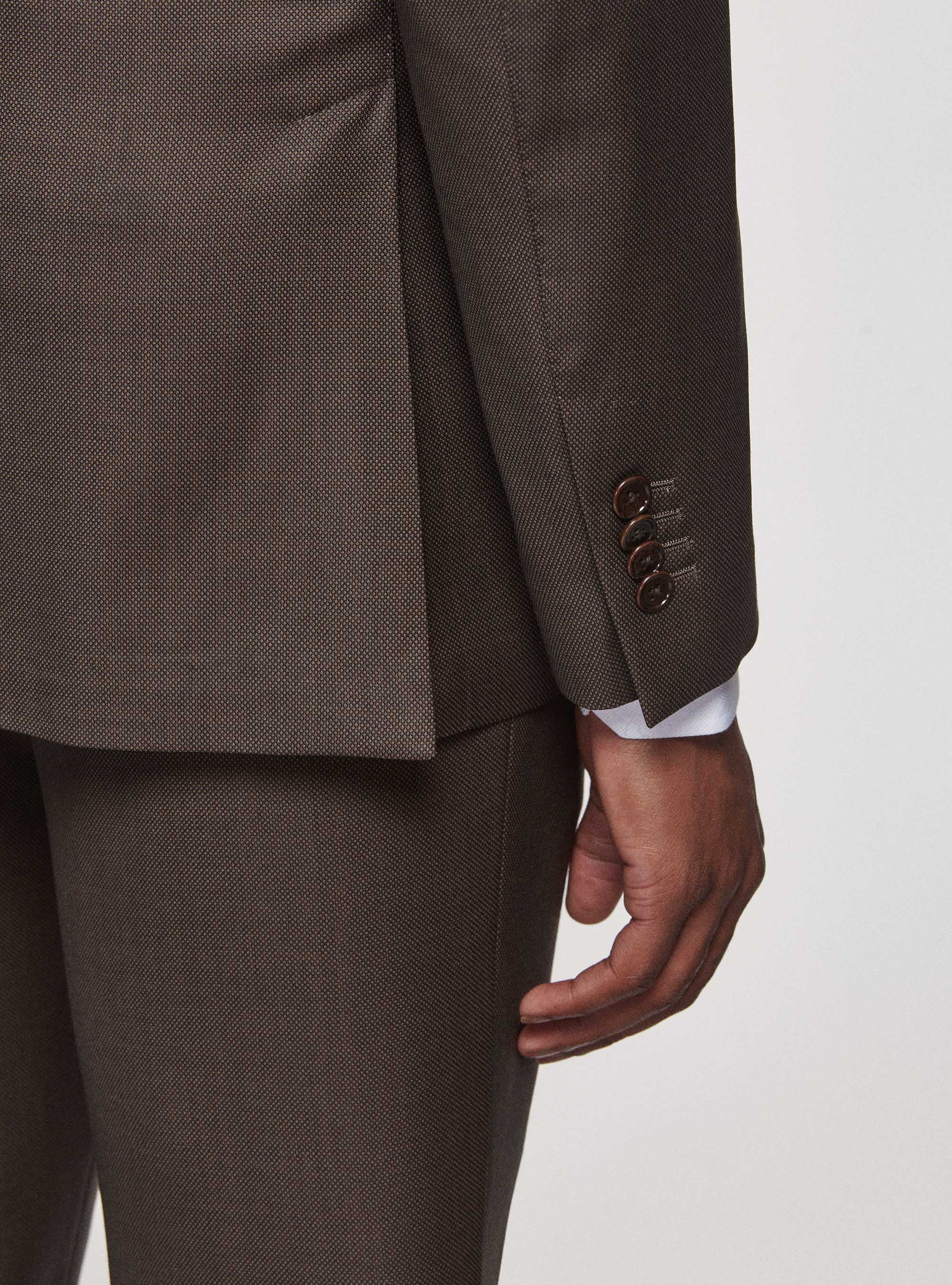 Giacca occhio di pernice in pura lana, MARRONE