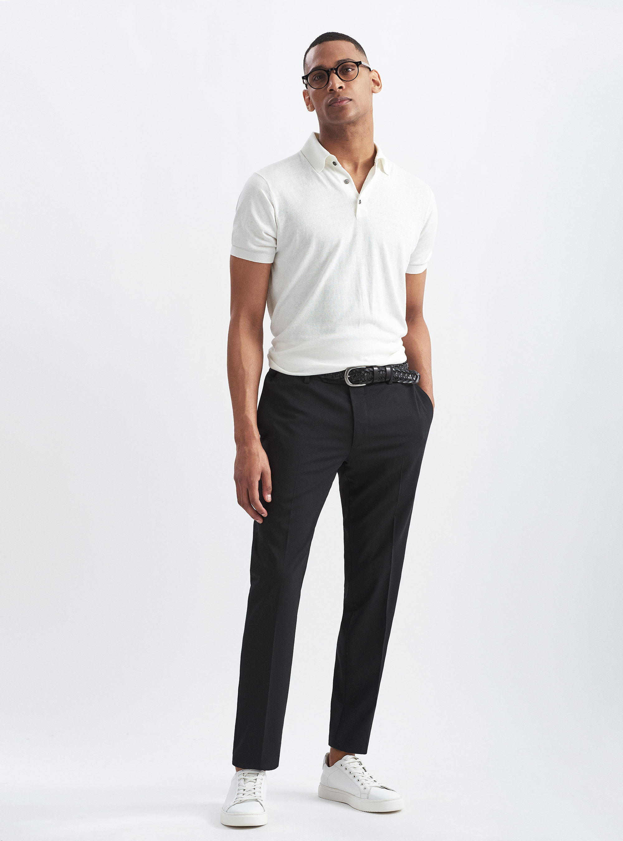 Silk and cotton polo shirt, WHITE