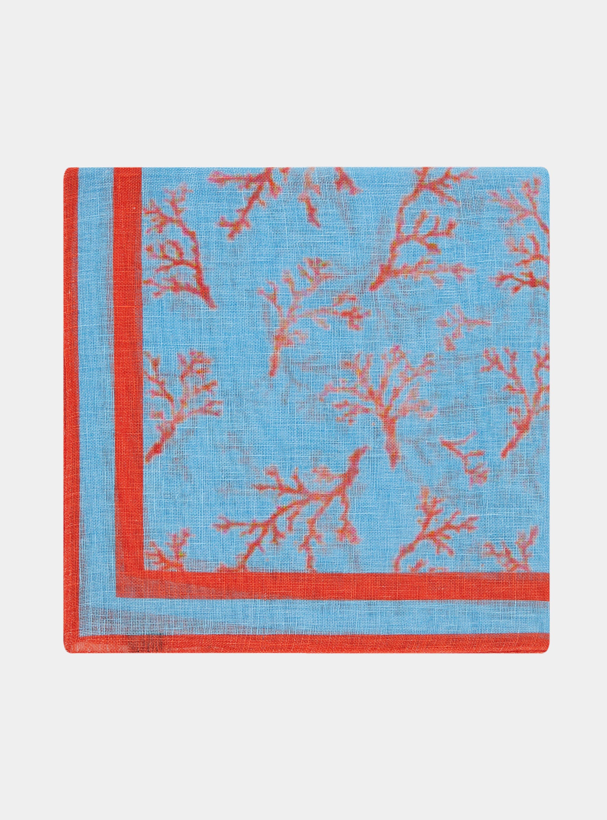 Foulard corallo in lino stampato, CORALLO 0426C