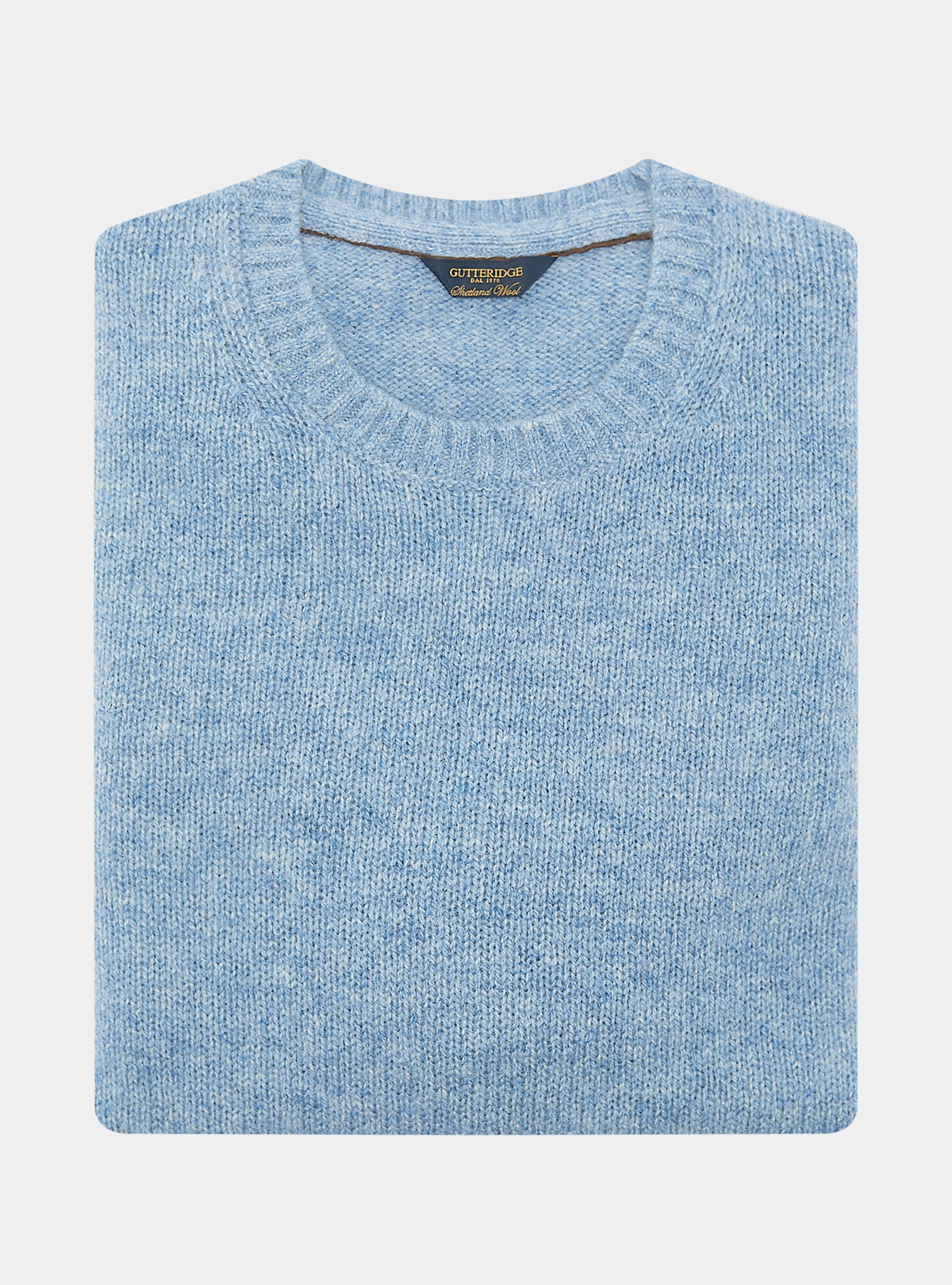 Shetland wool crew-neck sweater, LIGHT BLUE
