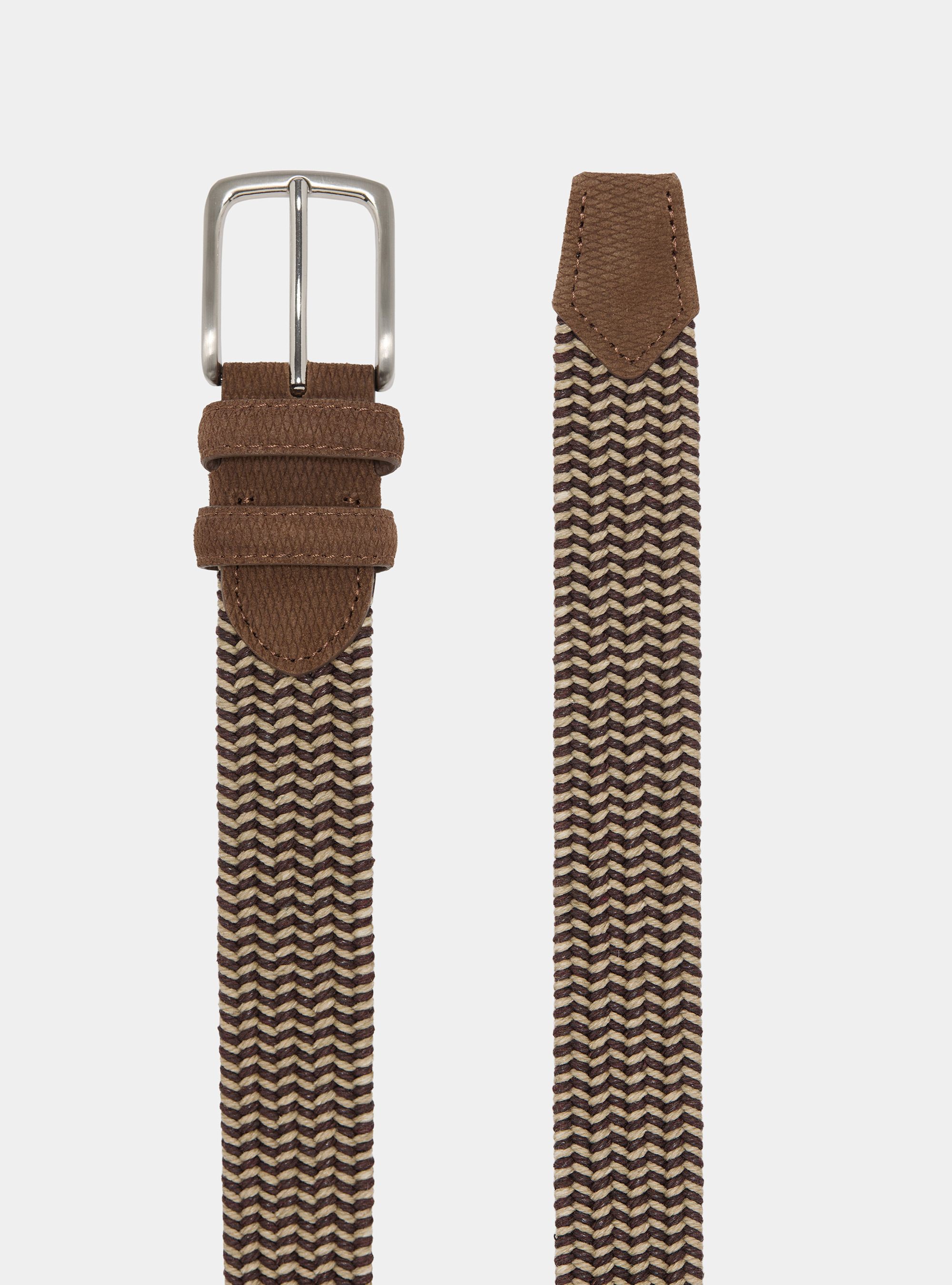 Cintura intrecciata a due colori, MARRONE