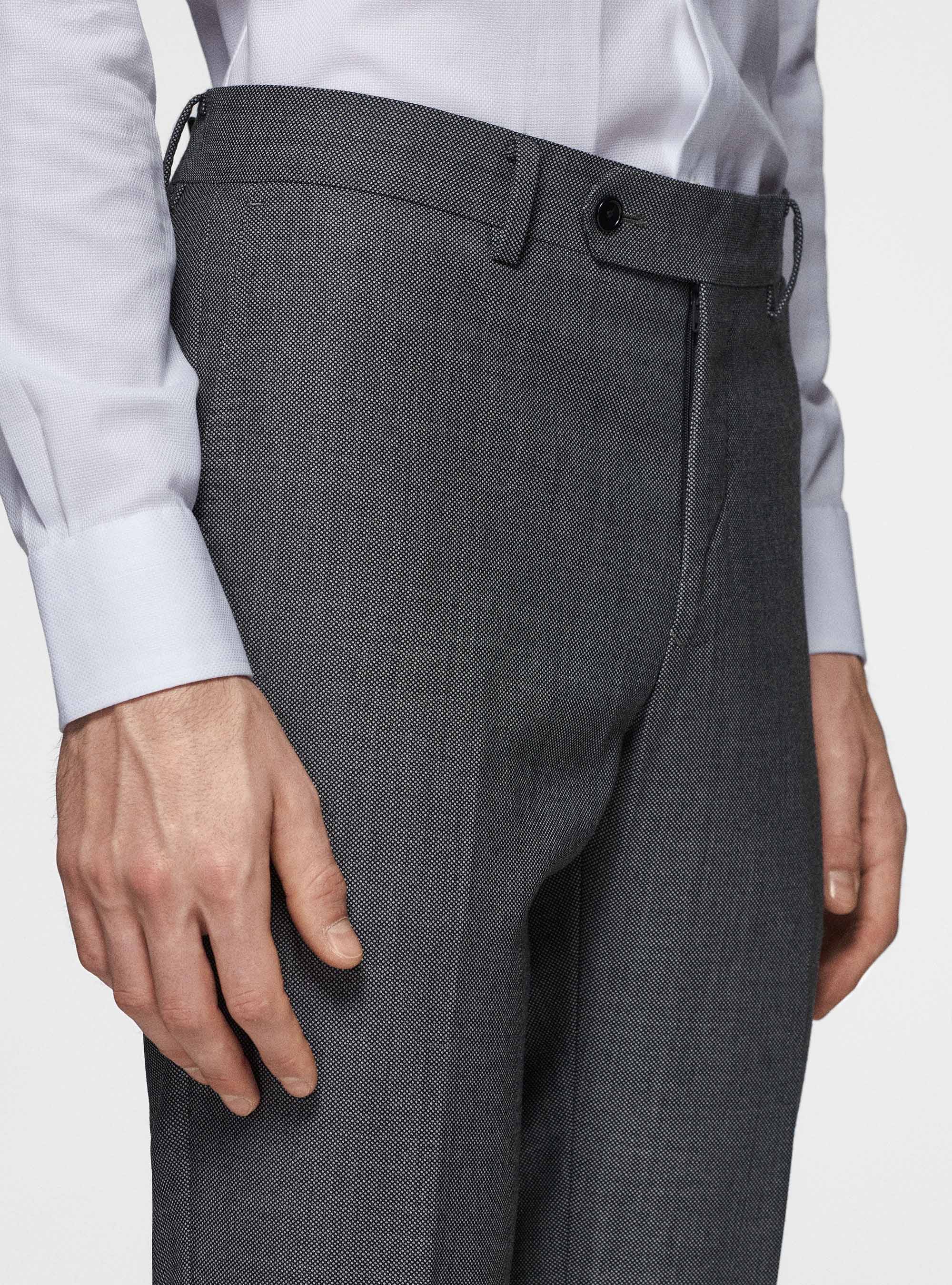 Pantaloni in pura lana occhio di pernice, GRIGIO CHIARO