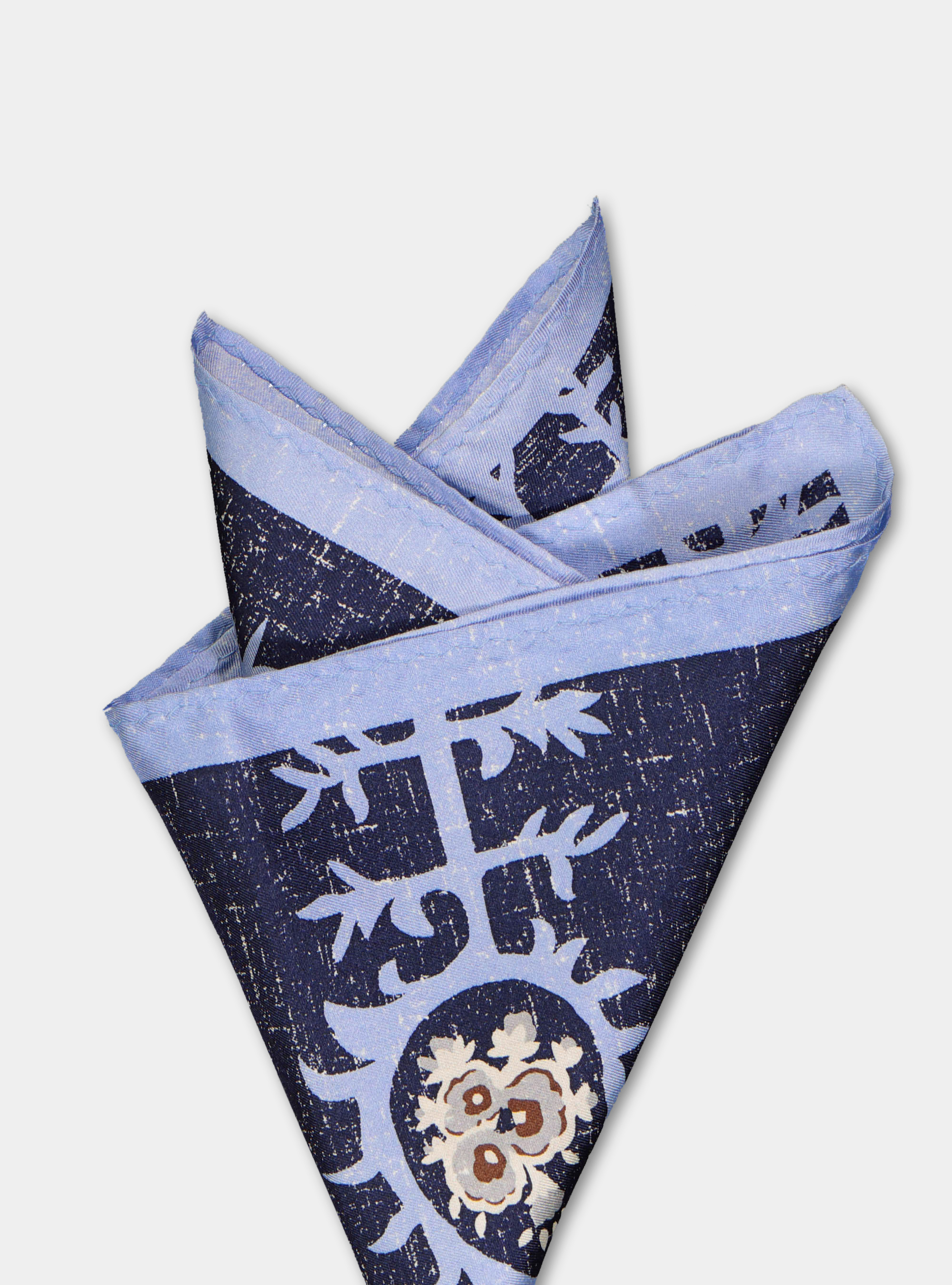 Macro pattern printed silk pochette, NAVY BLUE