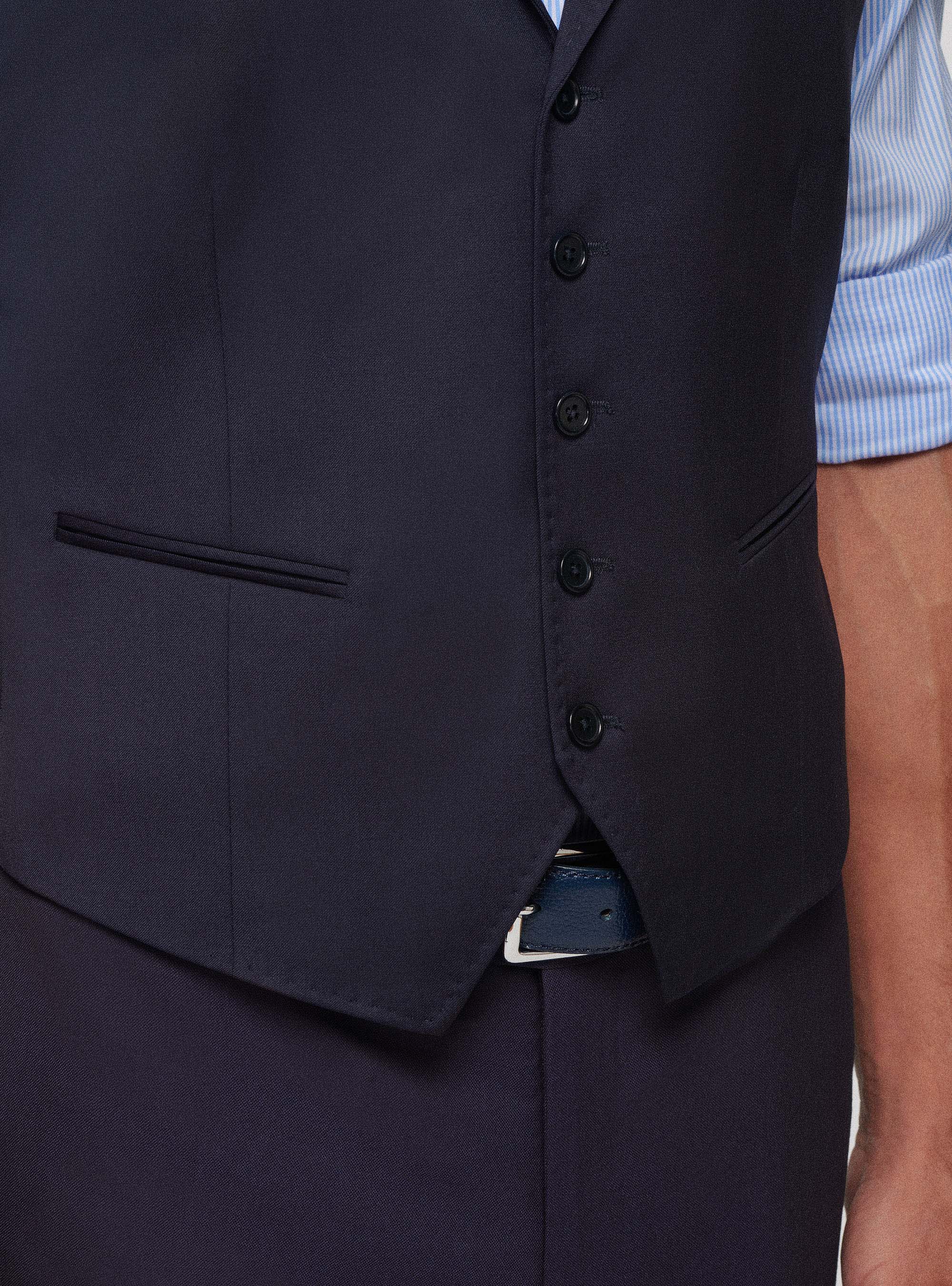 Chaleco de lana superfina 110's Reda, AZUL MARINO