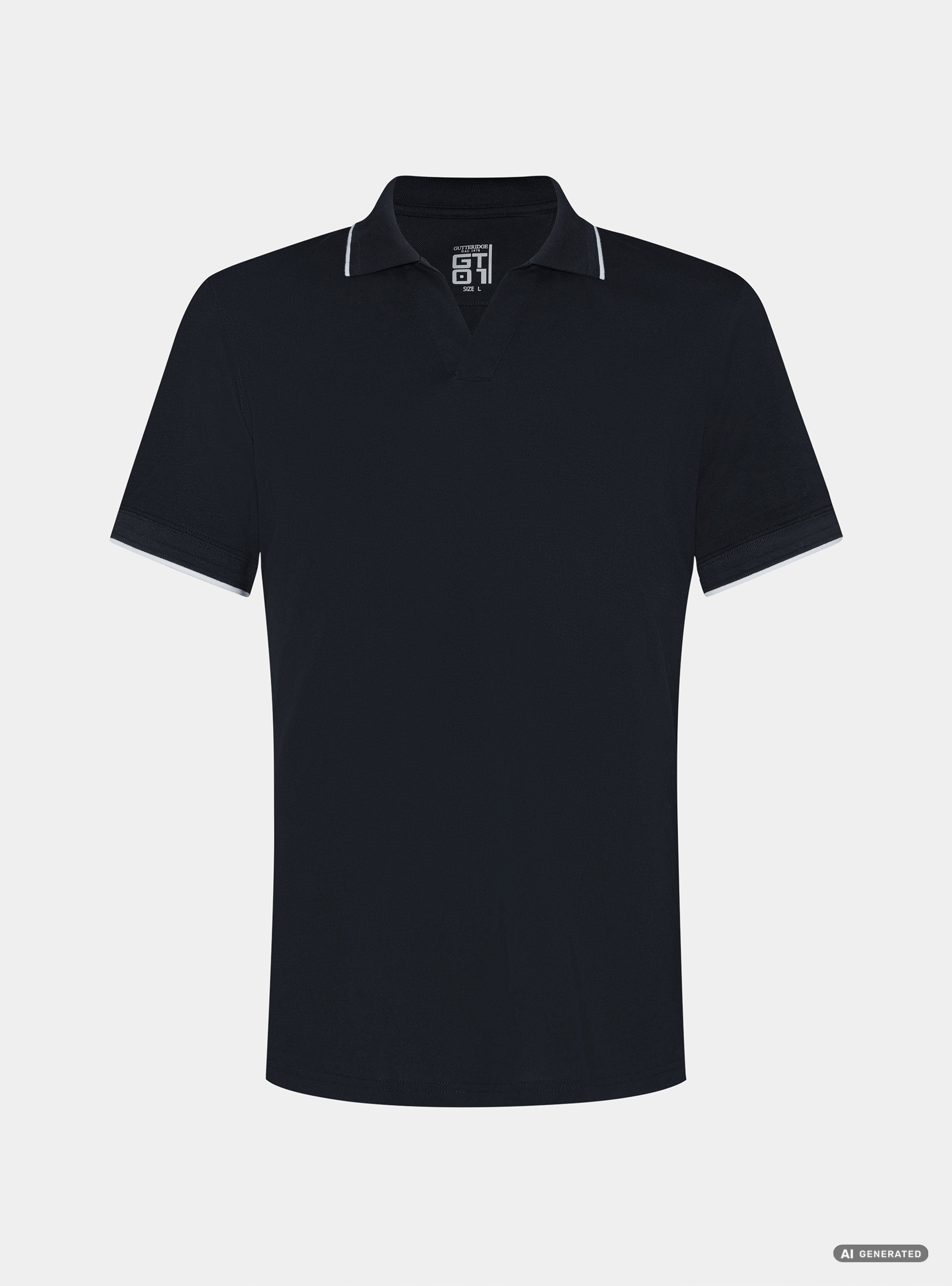 GT01 buttonless stretch pique polo shirt, NAVY BLUE