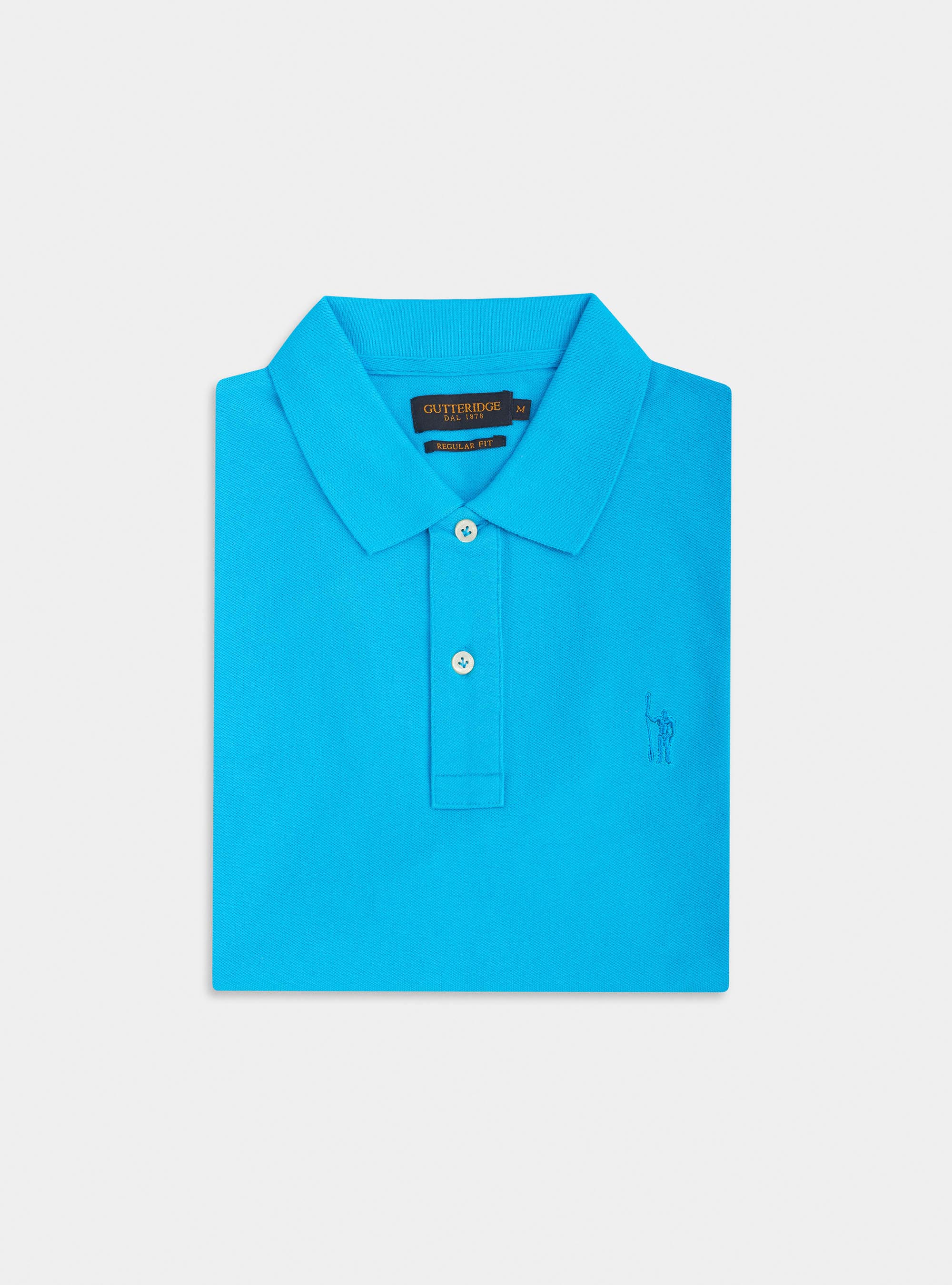 Polo classica con ricamo, TURCHESE 0258C