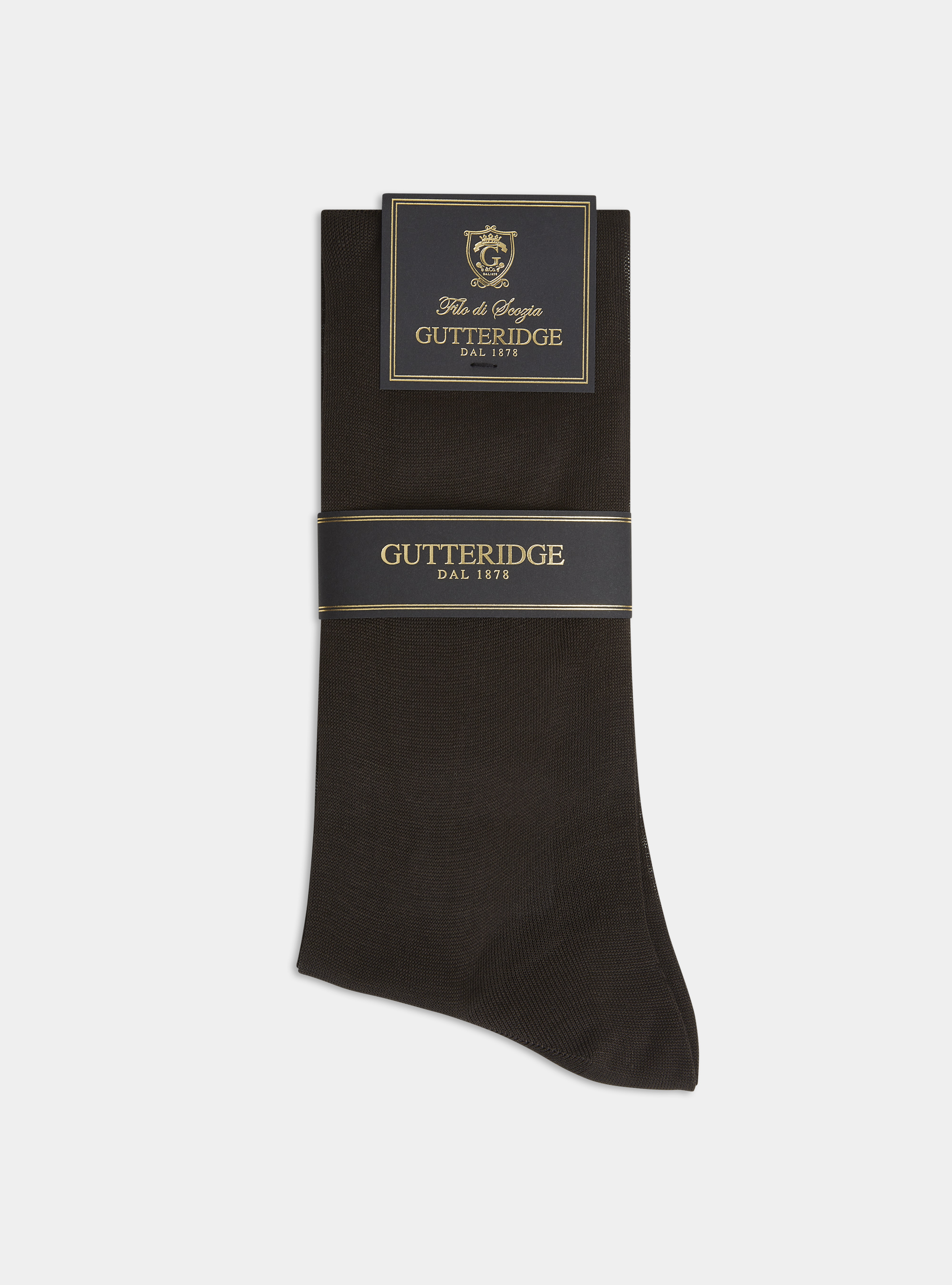 Calza lunga tinta unita in filo di Scozia, MARRONE 0508C