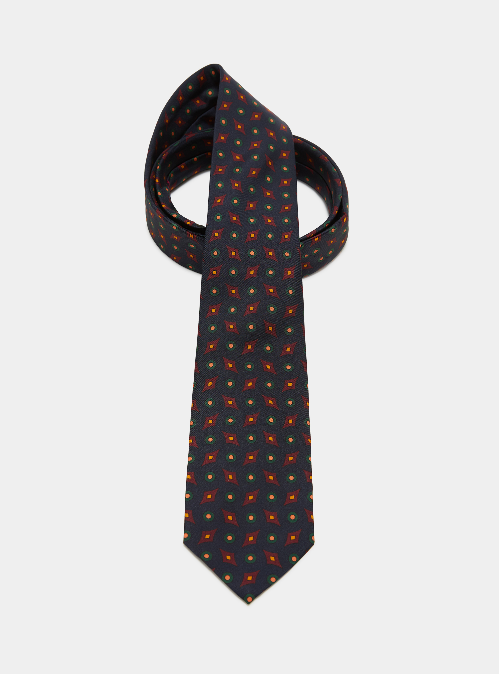 Patterned silk tie, NAVY BLUE