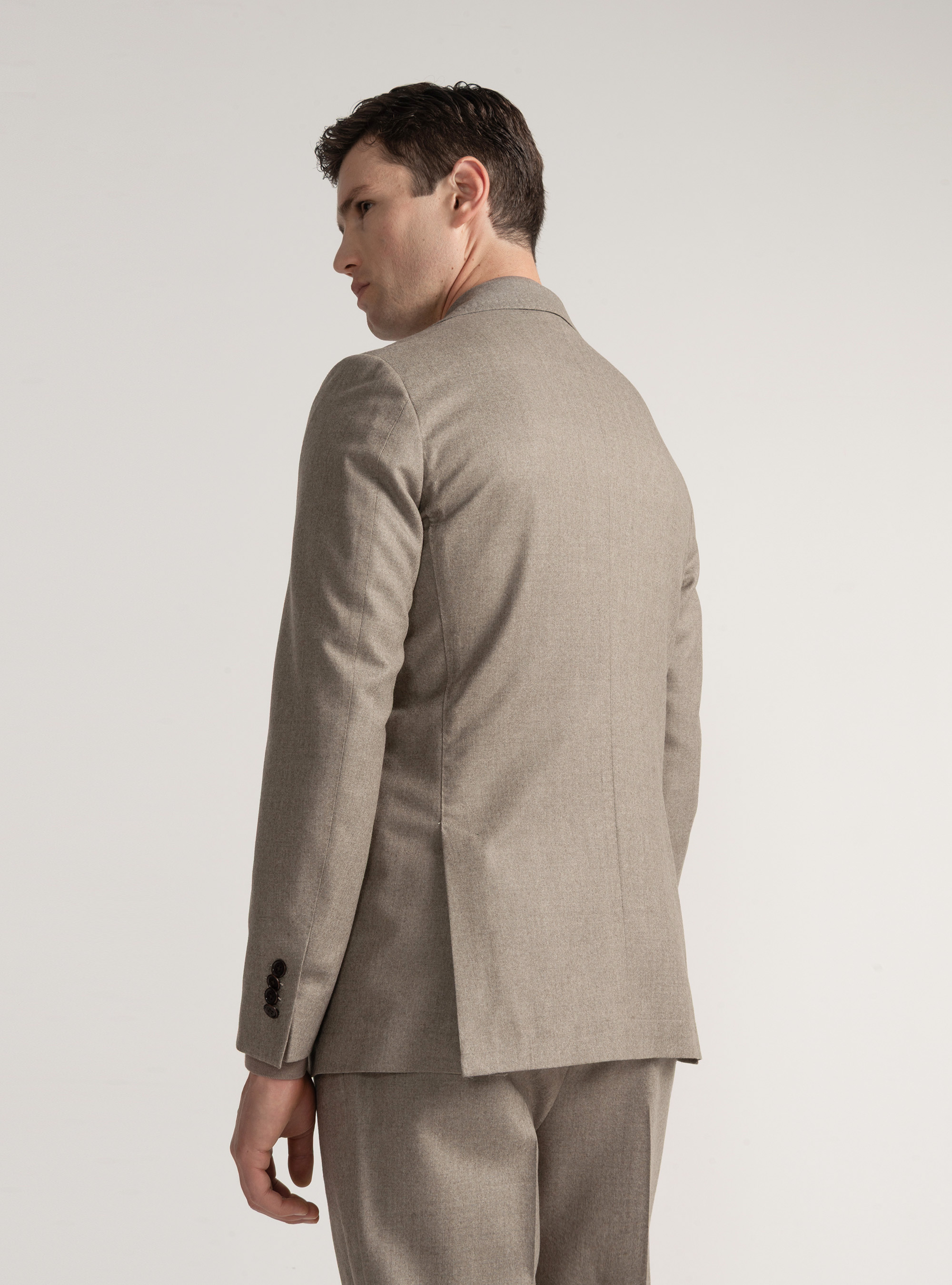 Vitale Barberis Canonico double-breasted flannel suit blazer, SAND