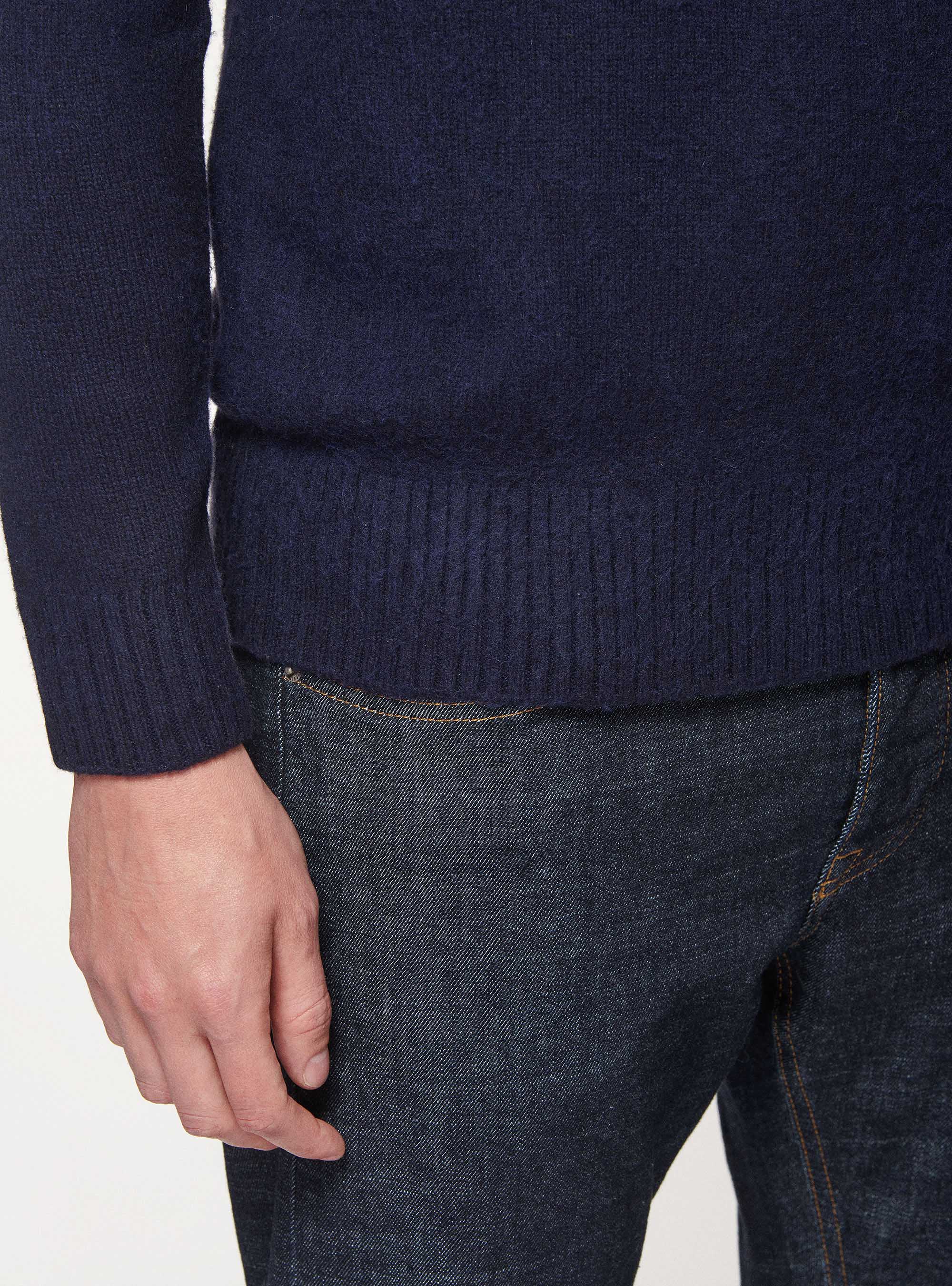 Maglia girocollo in lana brushed, BLU NAVY