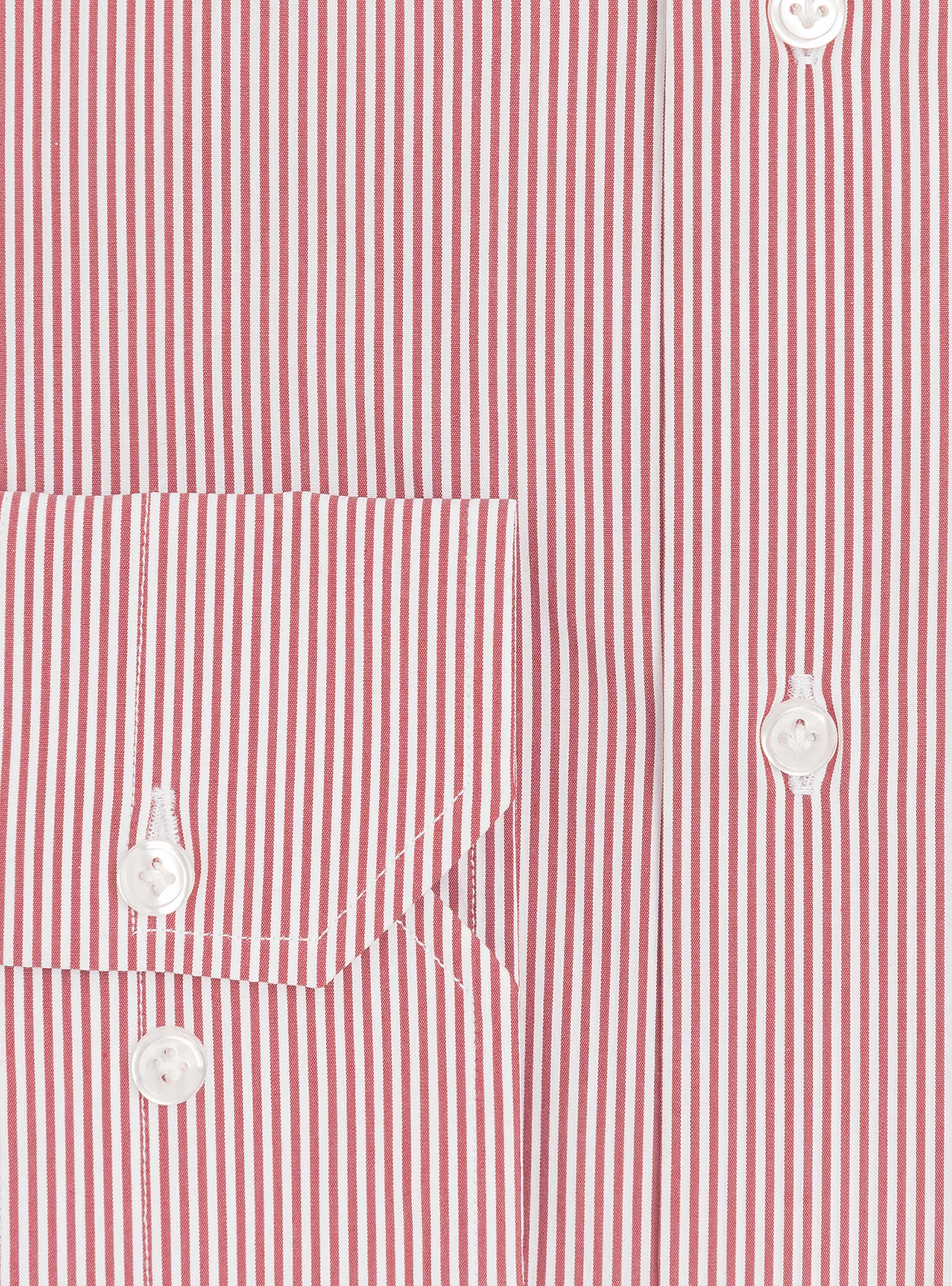 Camicia slim fit in popeline di cotone stretch rigato, BORDEAUX
