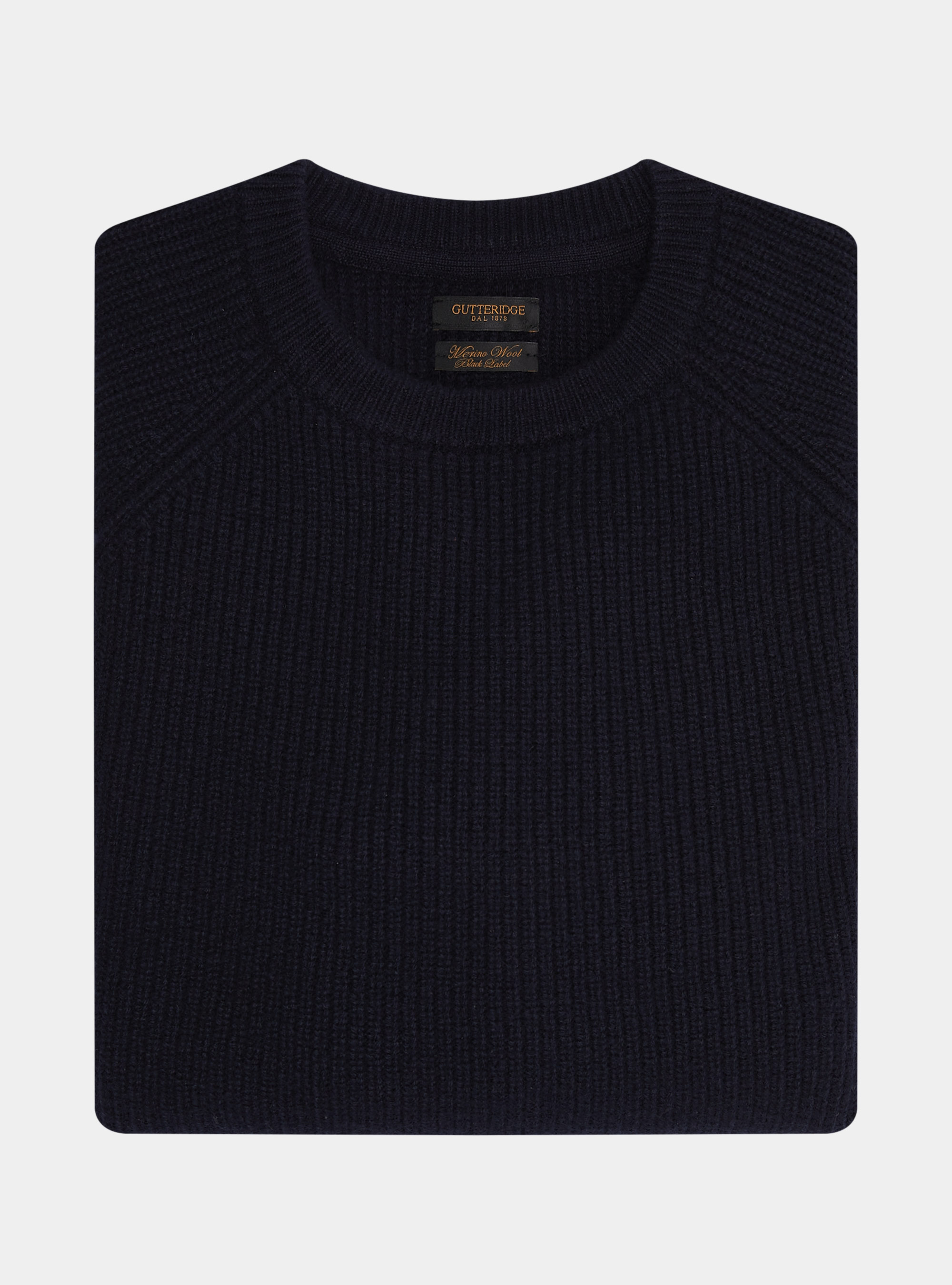 Maglia girocollo in lana merino costa perlata, BLU NAVY