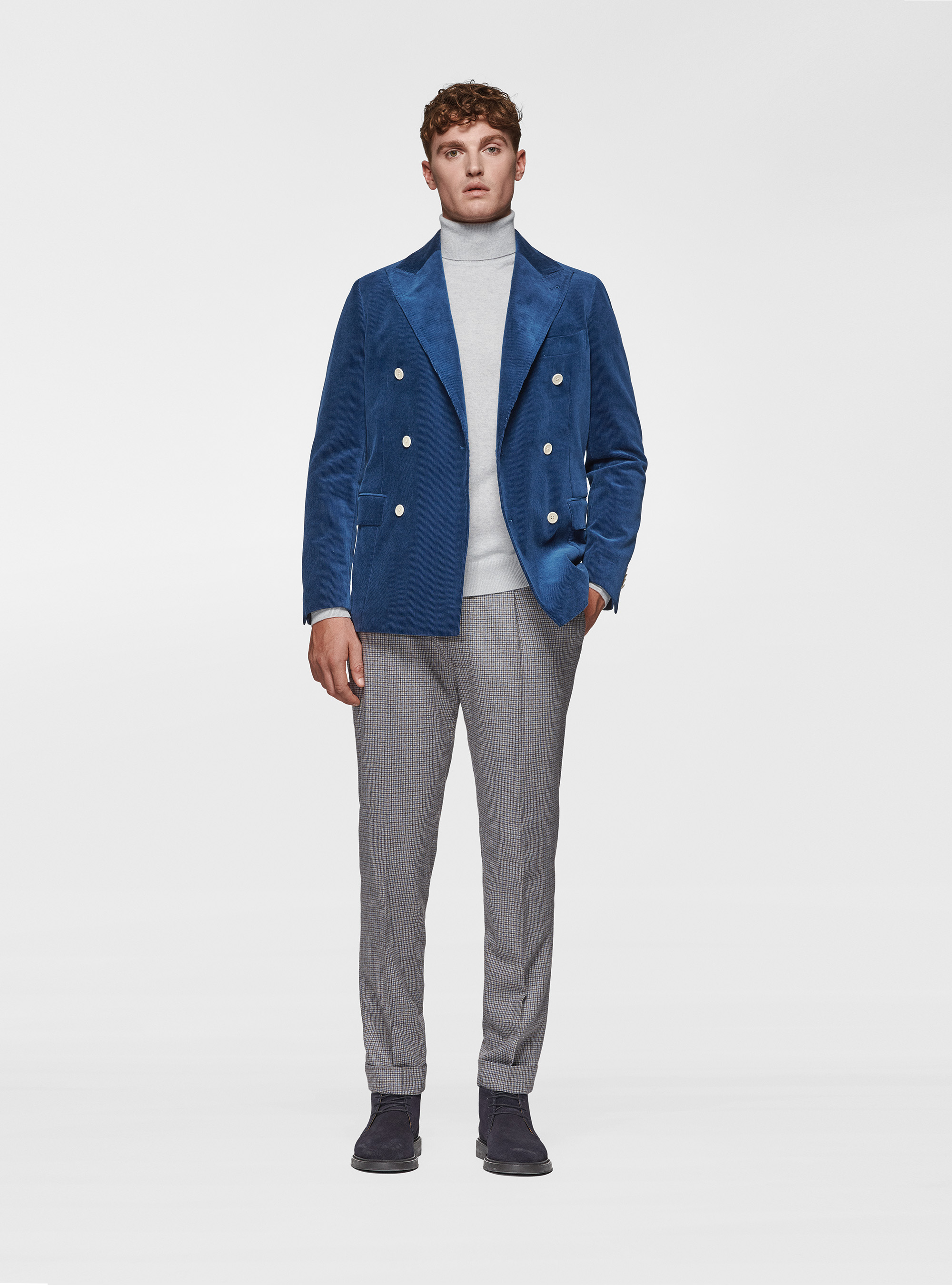 Giacca doppiopetto in velluto di Duca Visconti di Modrone, BLU