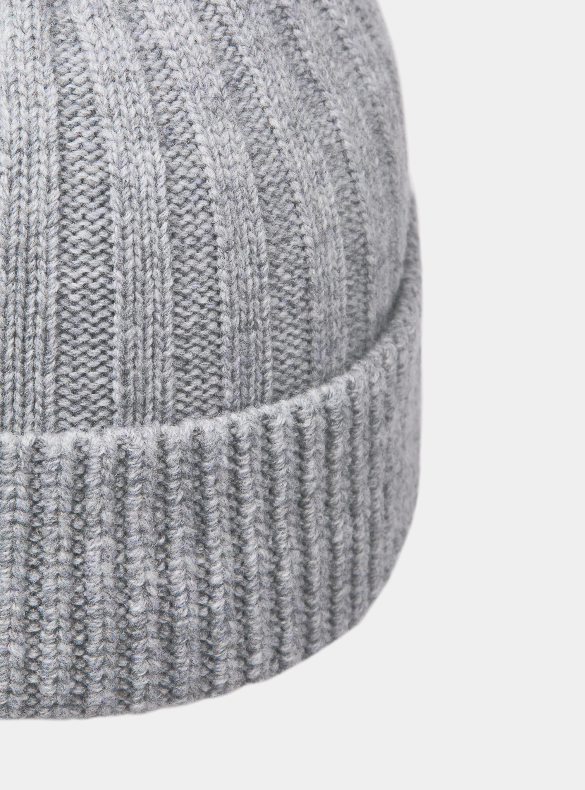 Cappello a costa inglese in misto cashmere, GRIGIO MELANGE 0151C