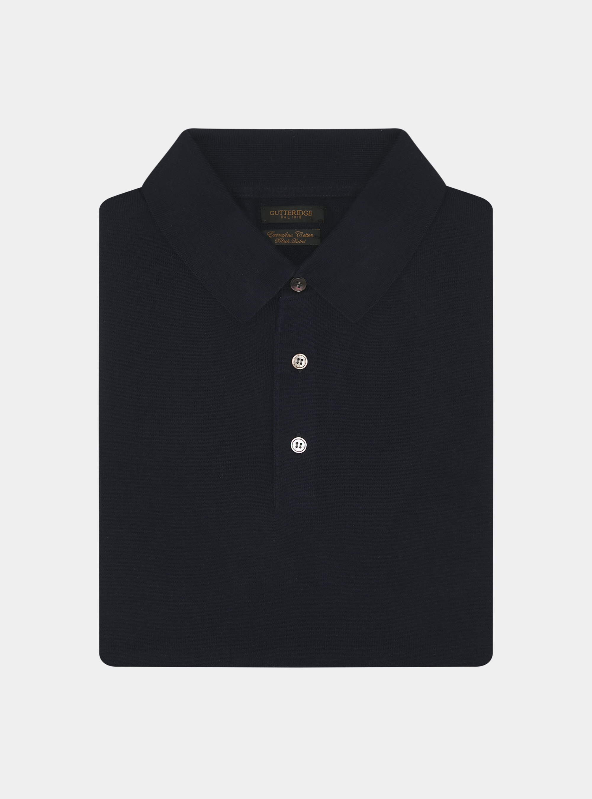 Extra-fine cotton knit polo shirt, NAVY BLUE