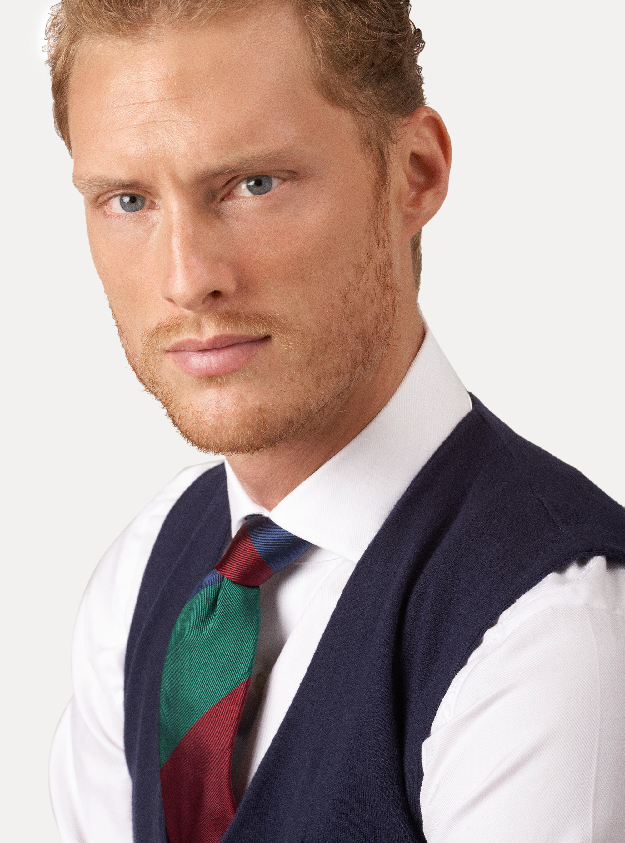 Gilet doppiopetto in cotone seta e cashmere, BLU NAVY