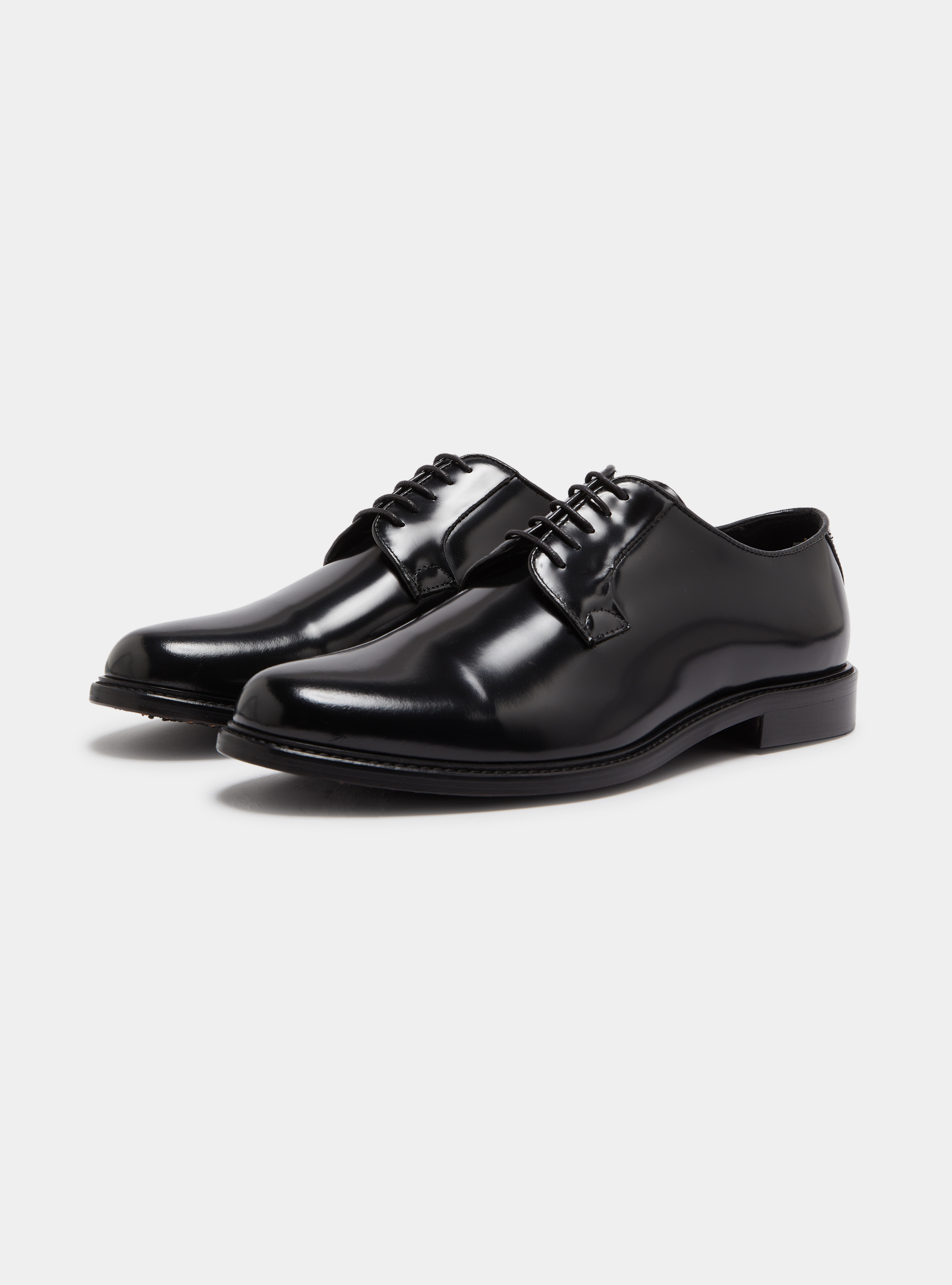 Abrasivated leather derby, BLACK
