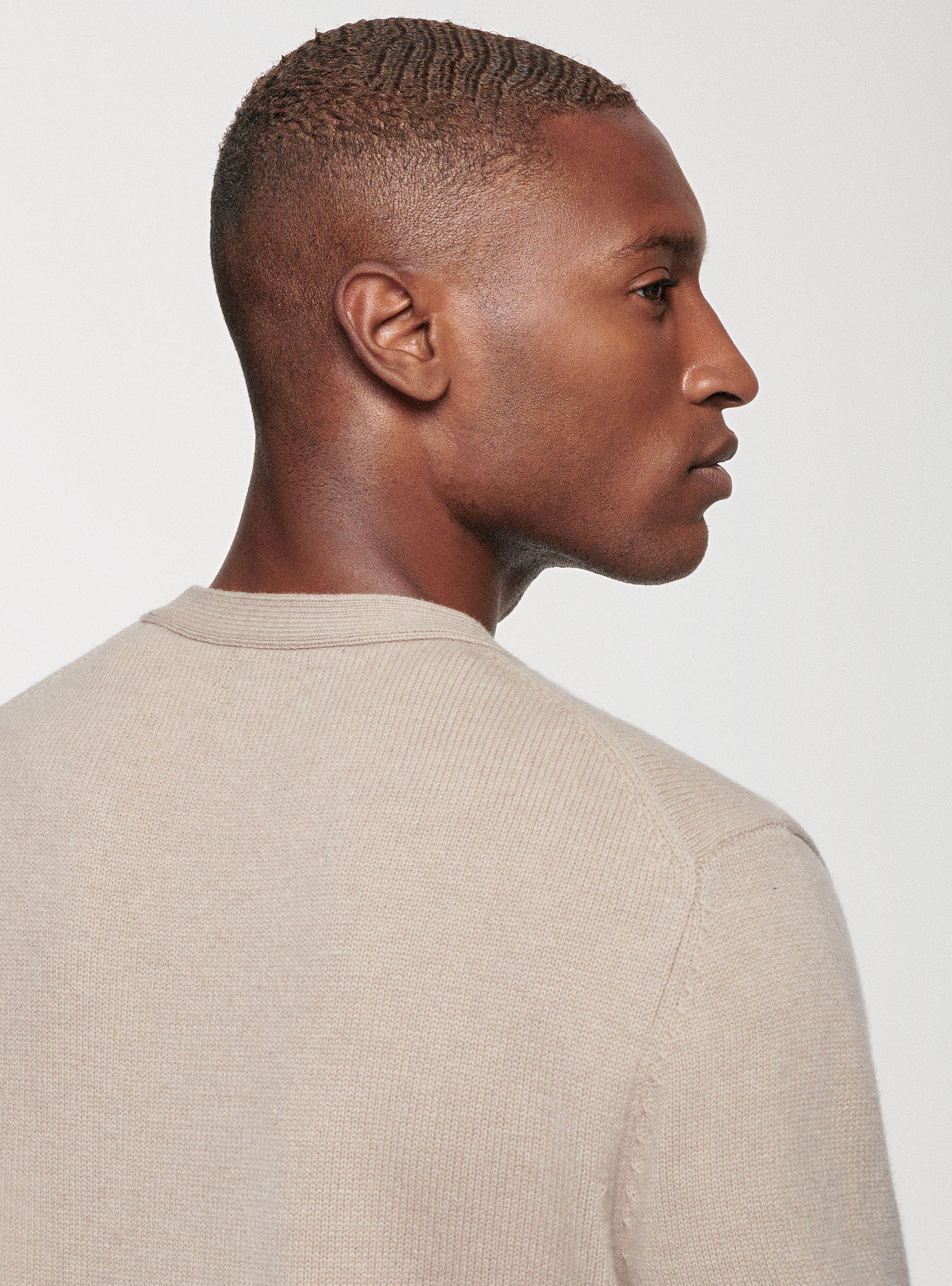 Lambswool and cashmere cardigan, SAND