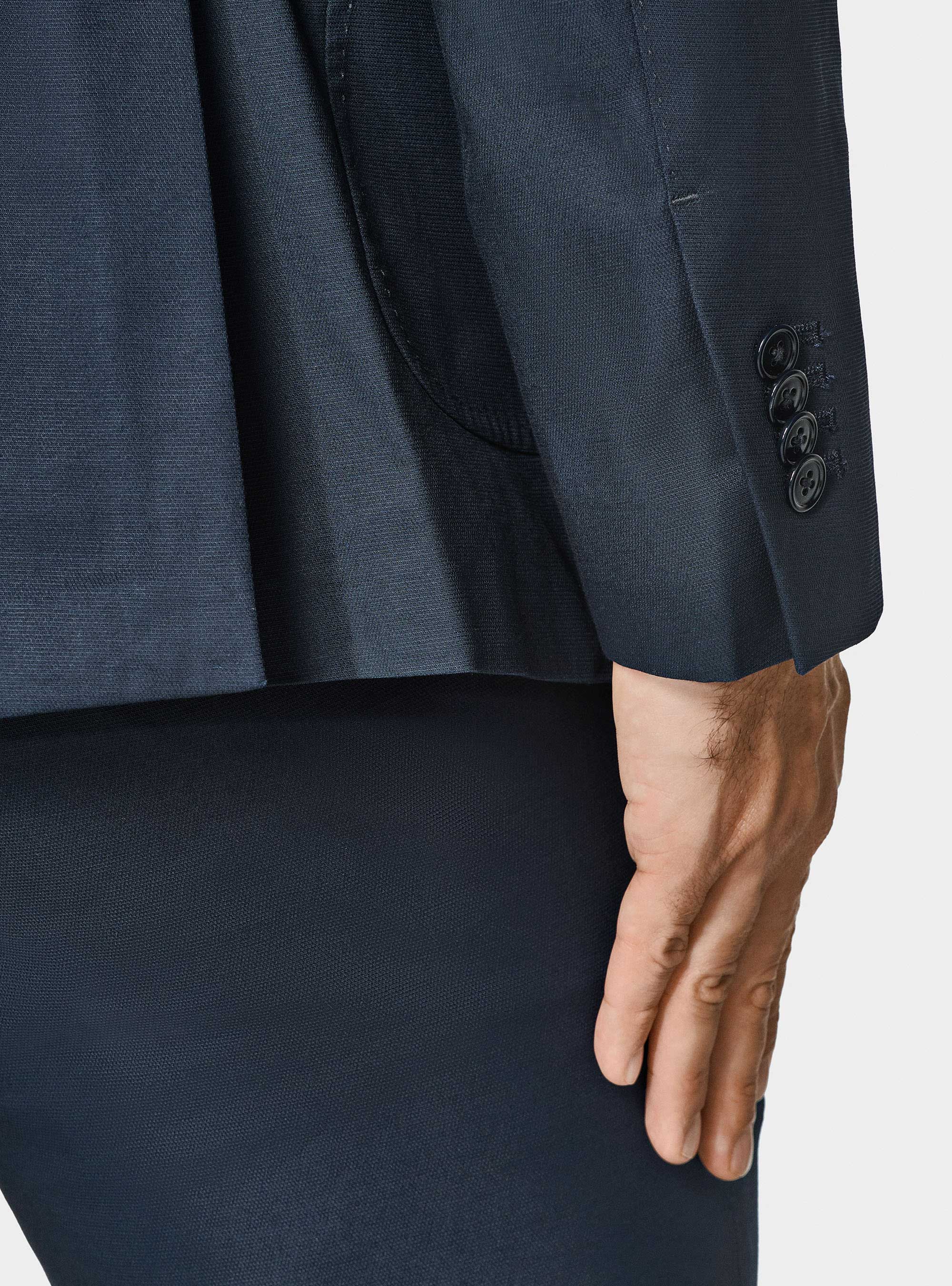 Giacca abito in cotone armaturato, BLU NAVY