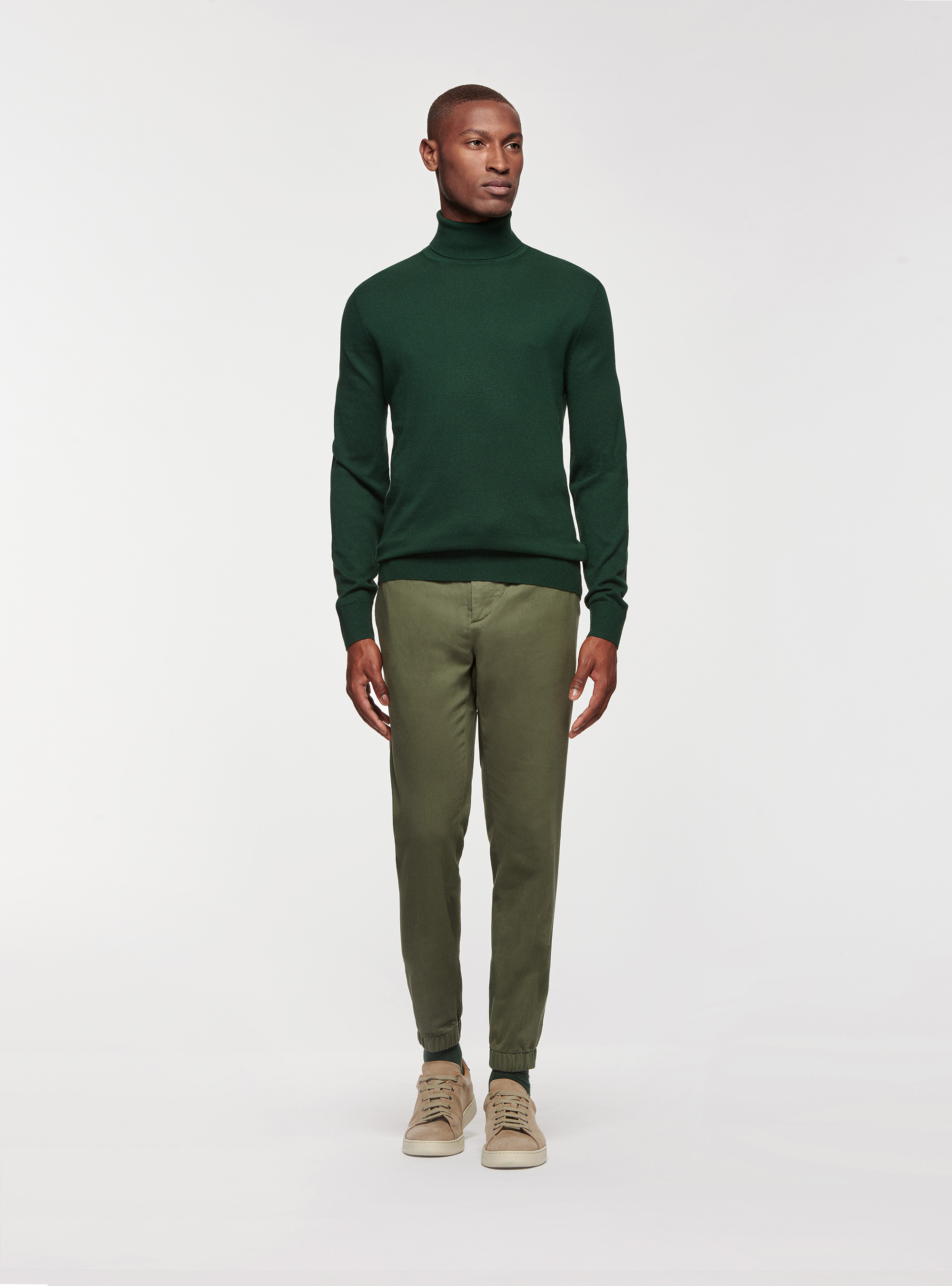Silk and cashmere cotton turtleneck, GREEN