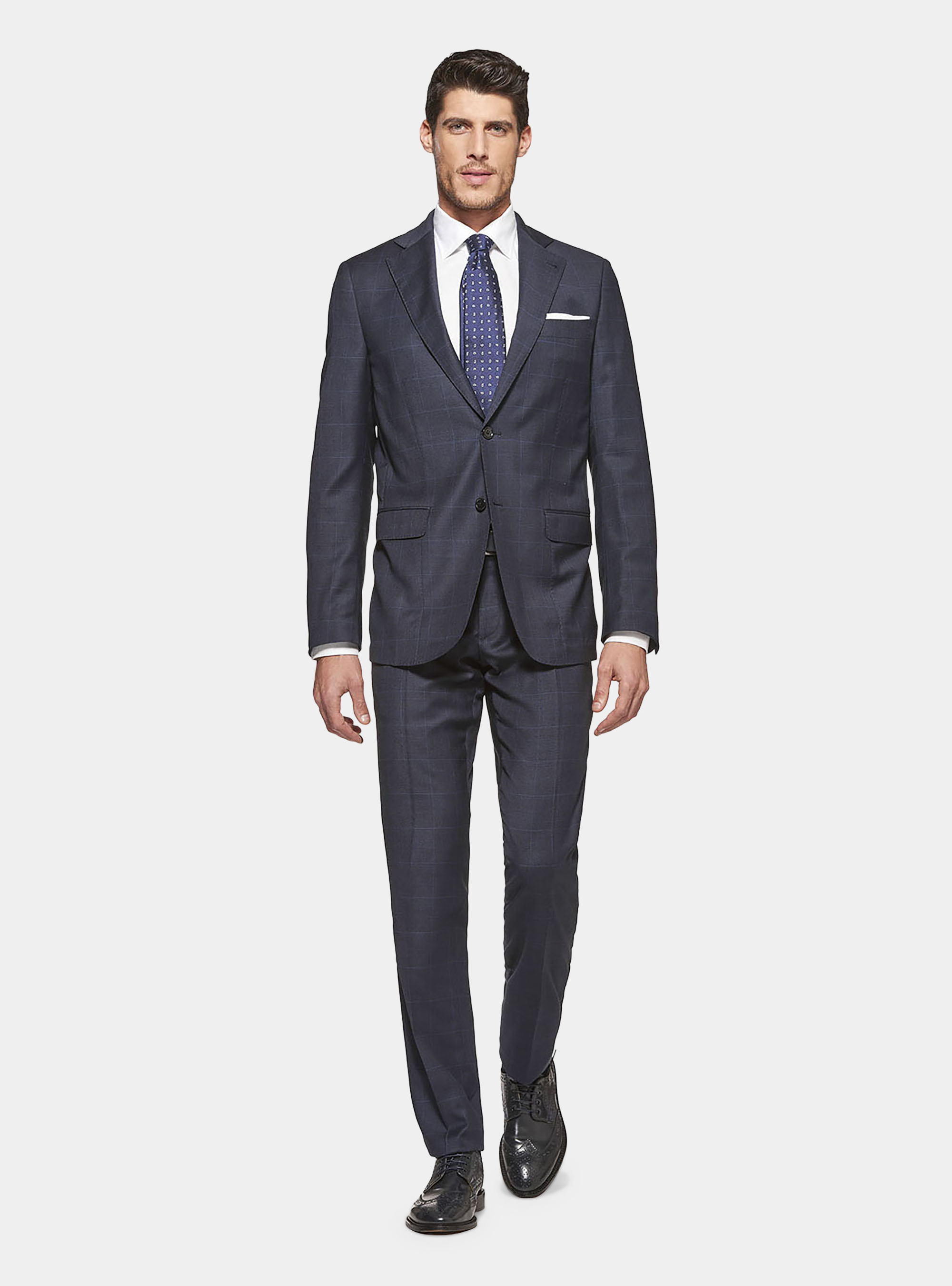 Pantaloni per abito principe di Galles in lana stretch | Gutteridge | Copy  of Mid Season Uomo