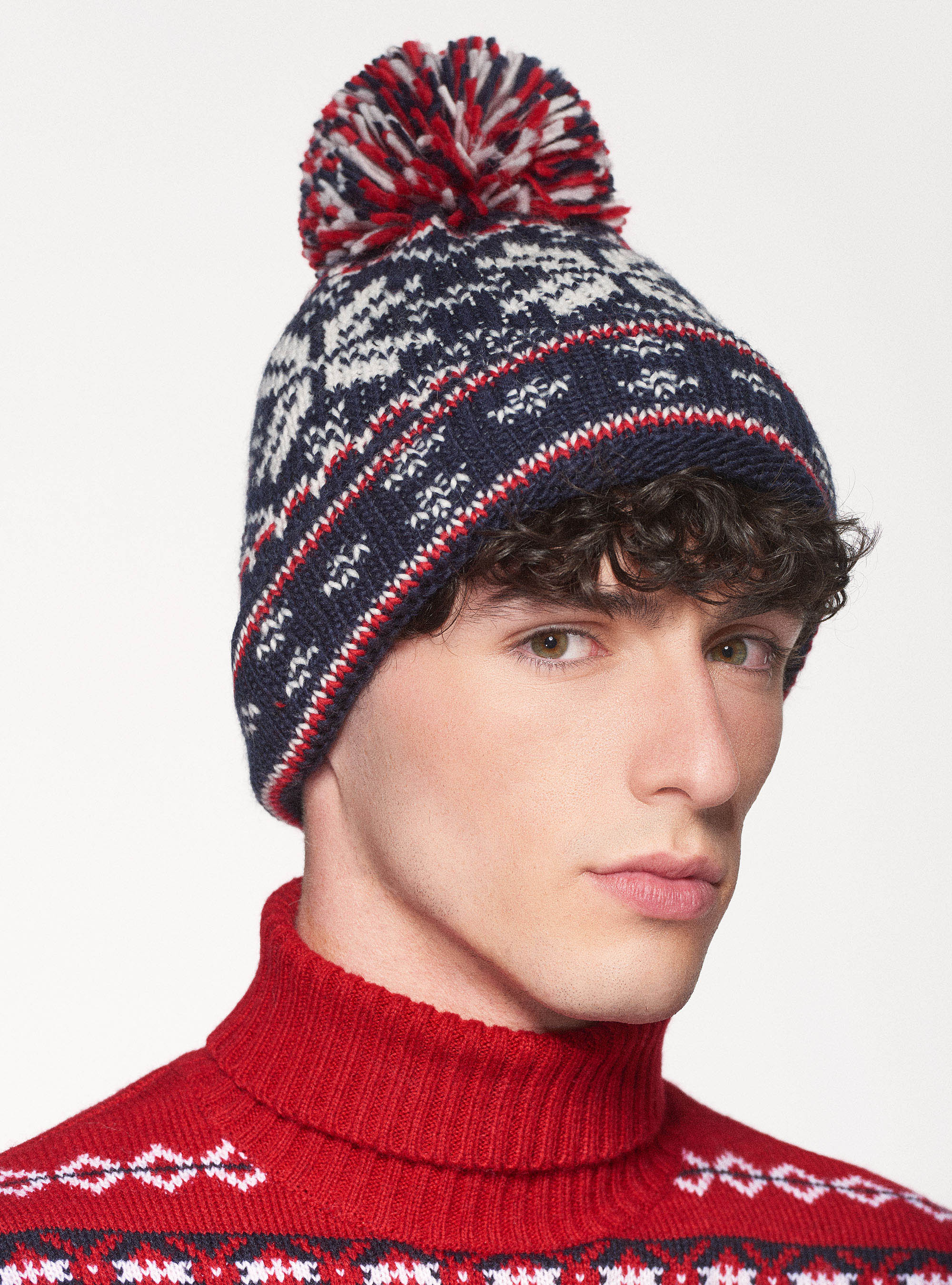 Cappello di natale con pompon, BLU NAVY