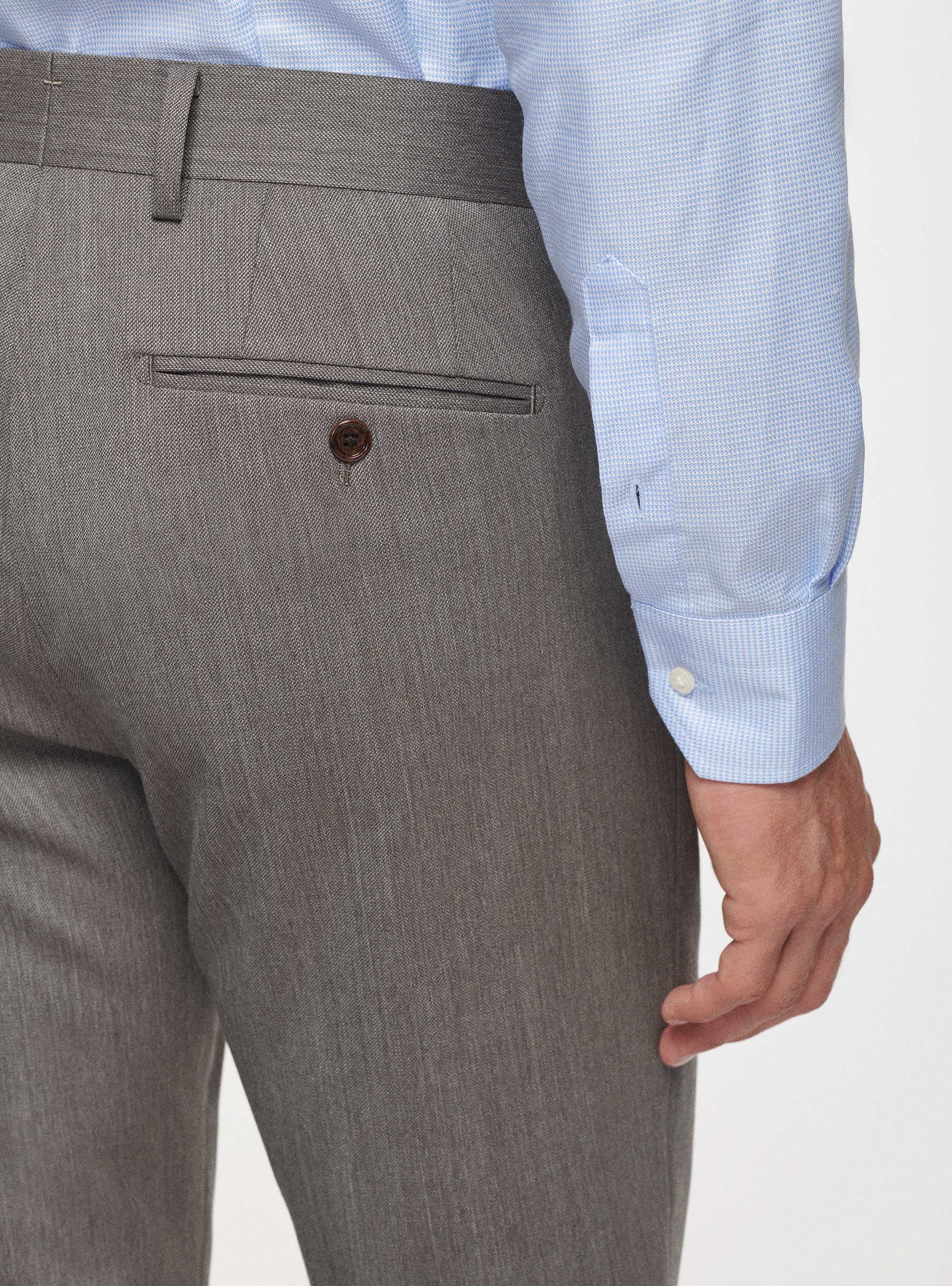 Travel trousers in pure stretch wool, MUD