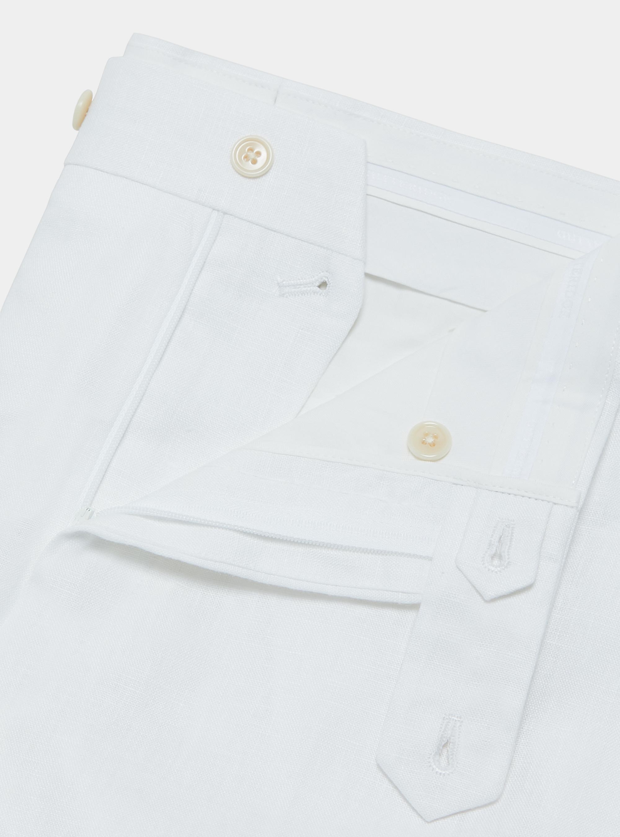 Pantalon en lin pur, BLANC