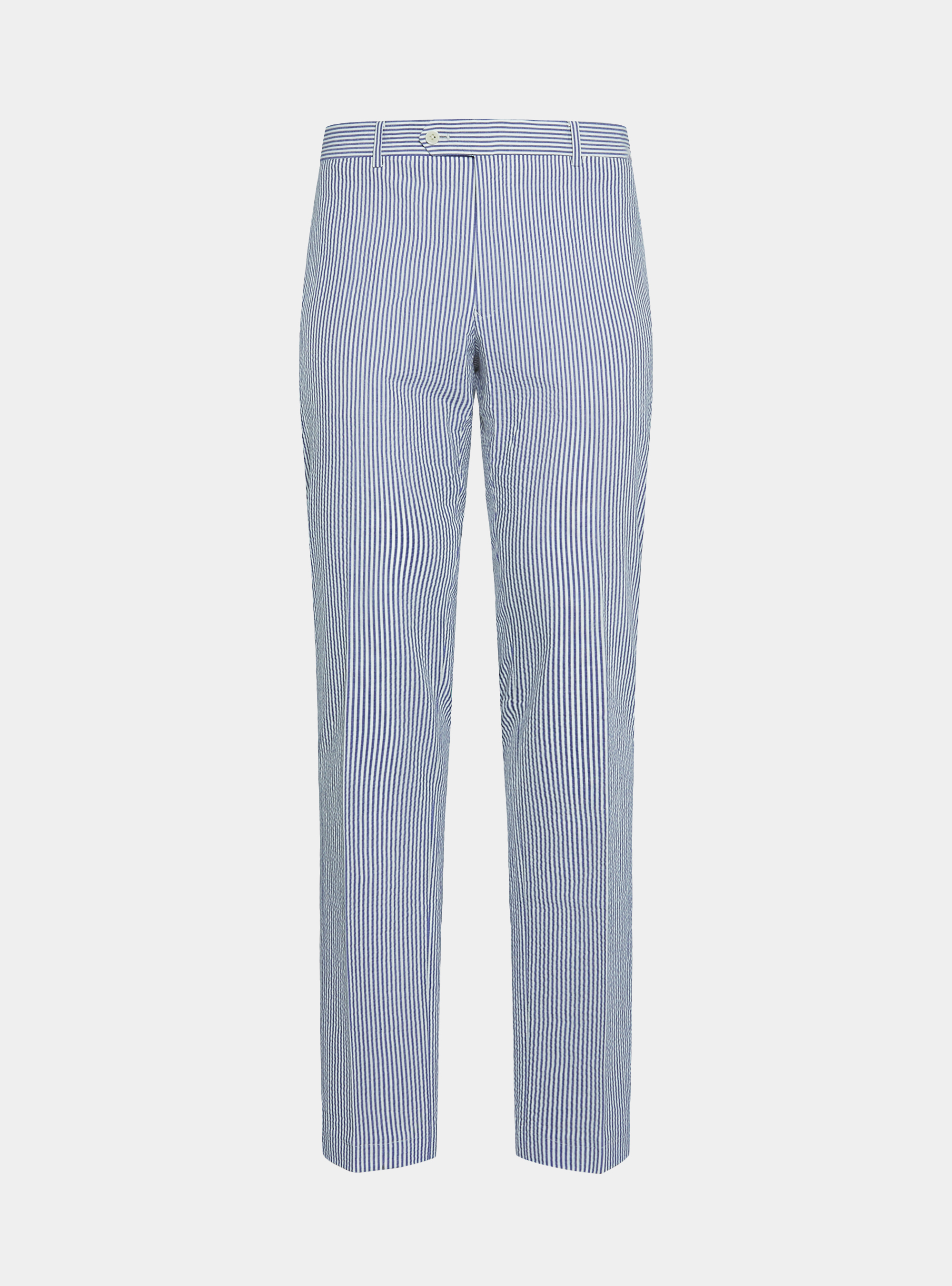 Pantaloni seersucker in misto cotone rigato, BLU